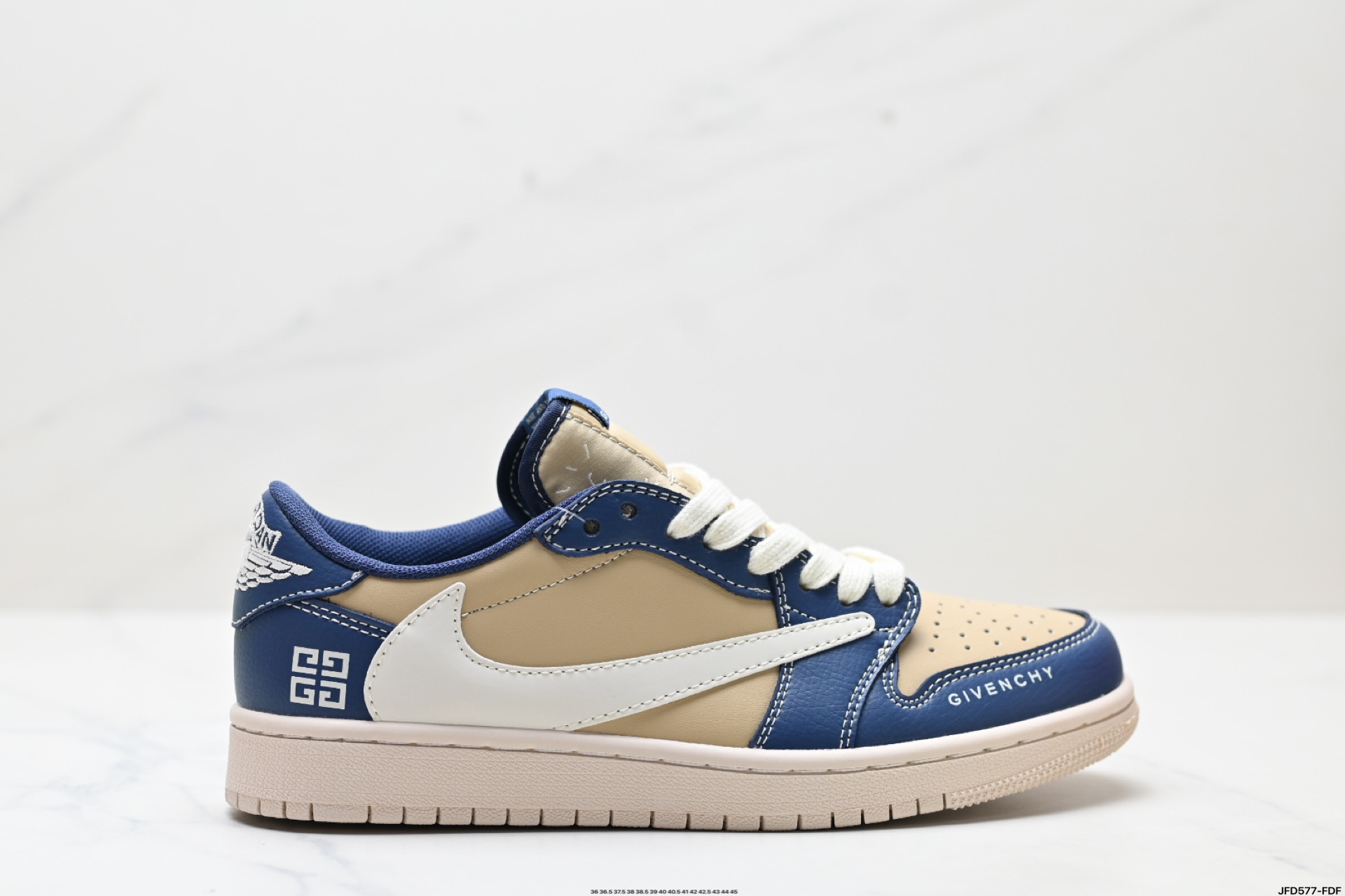 Givenchy Air Jordan 1 Low Blue Tan Leather Sneakers - Size 36-45 2 i1746378575275 4881 0 0