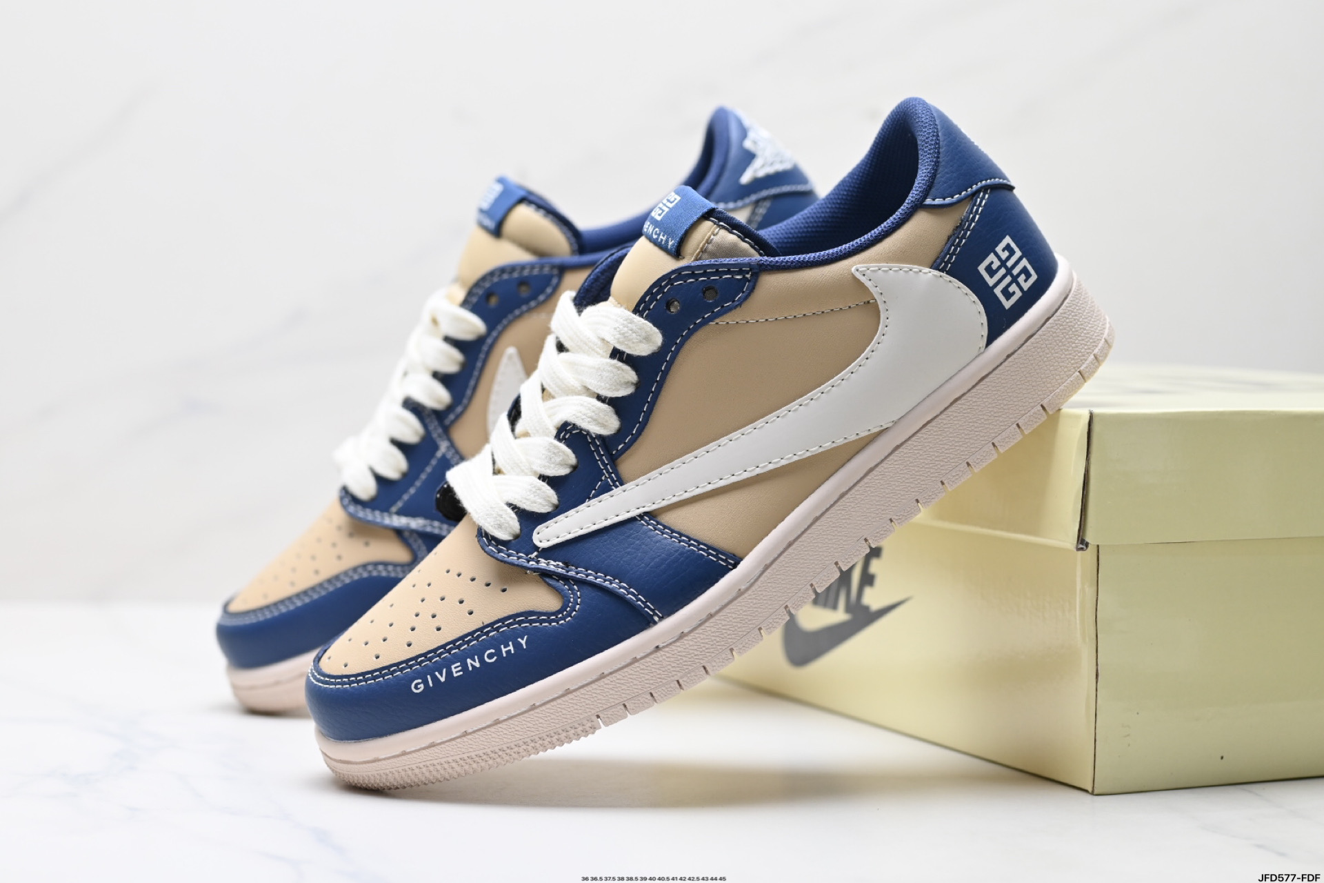Givenchy Air Jordan 1 Low Blue Tan Leather Sneakers - Size 36-45 3 i1746378576225 6061 0 7