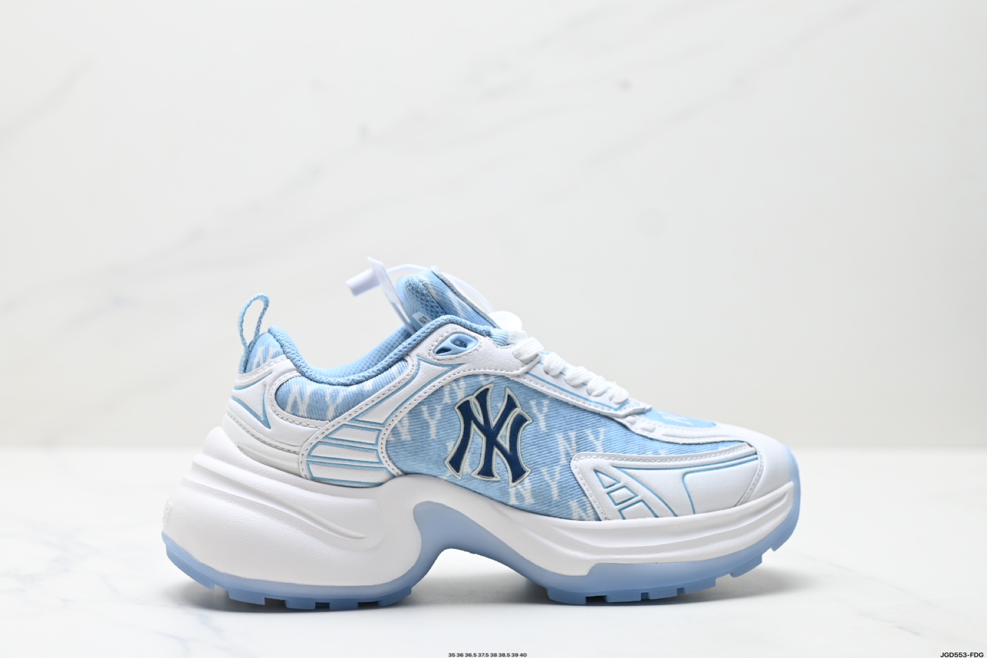 MLB鞋子女2025春夏新款网面NY小标拼色厚底时尚老爹鞋 3ASHWO65N