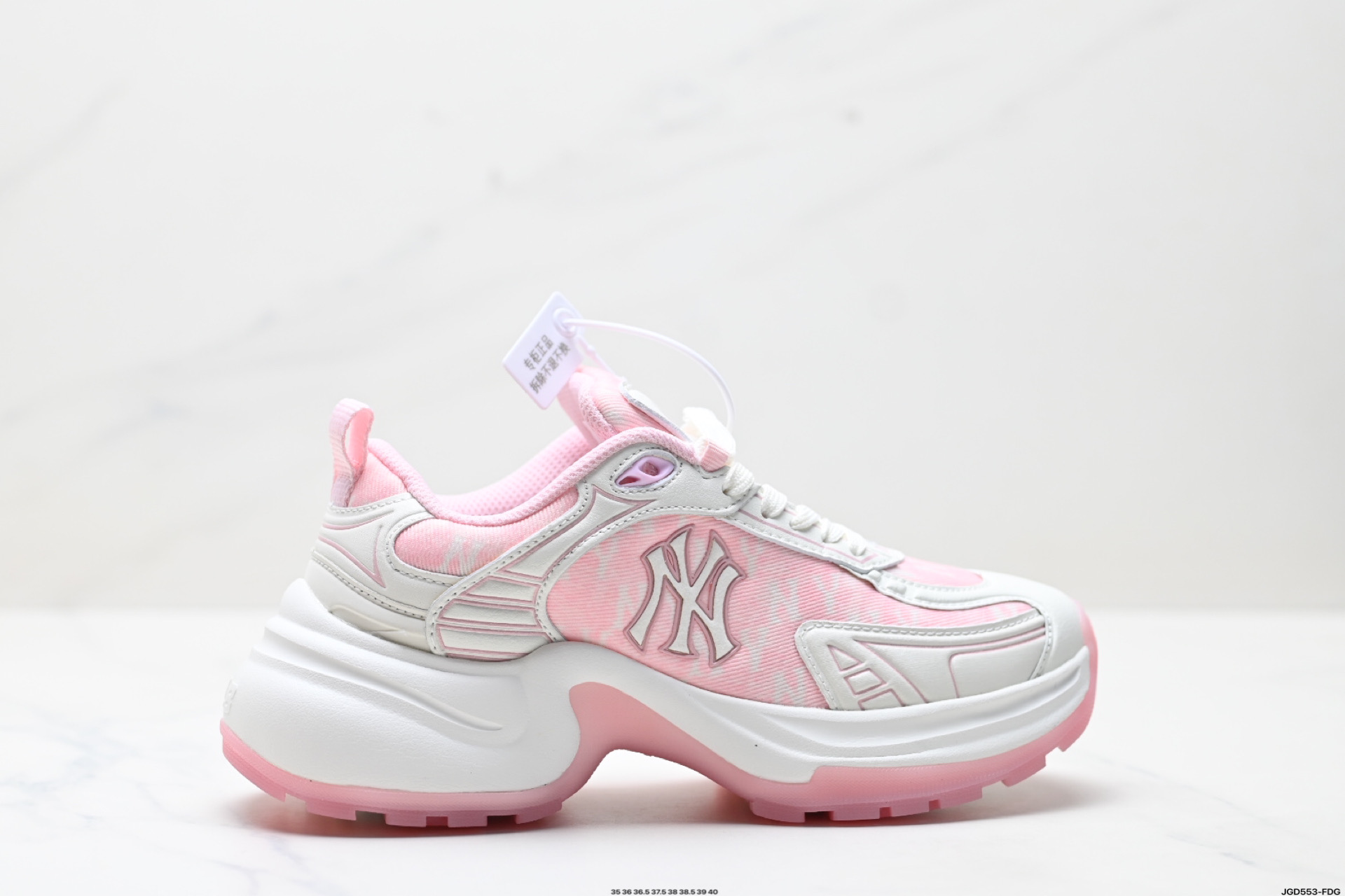MLB鞋子女2025春夏新款网面NY小标拼色厚底时尚老爹鞋 3ASHWO65N