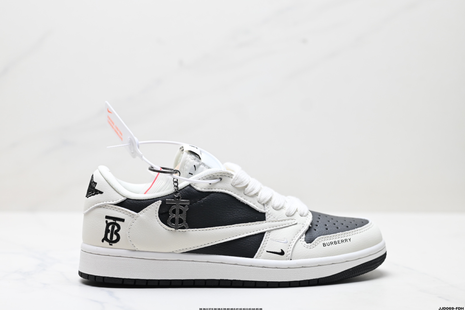 Burberry x Air Jordan 1 Low-Top Sneakers - Black & White Leather Shoes 2 i1746548310217 5285 0 0