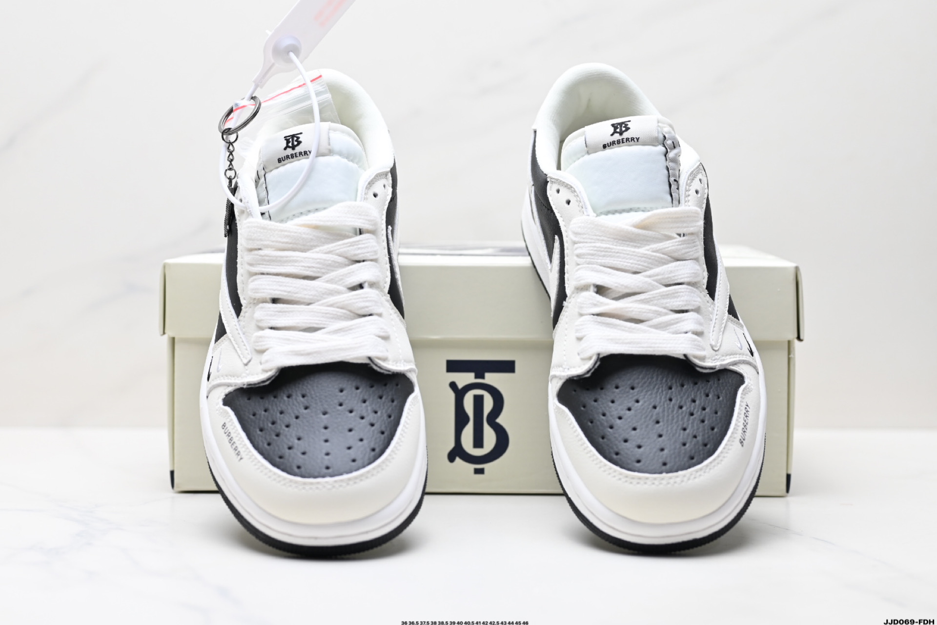 Burberry x Air Jordan 1 Low-Top Sneakers - Black & White Leather Shoes 8 i1746548311691 4395 0 6