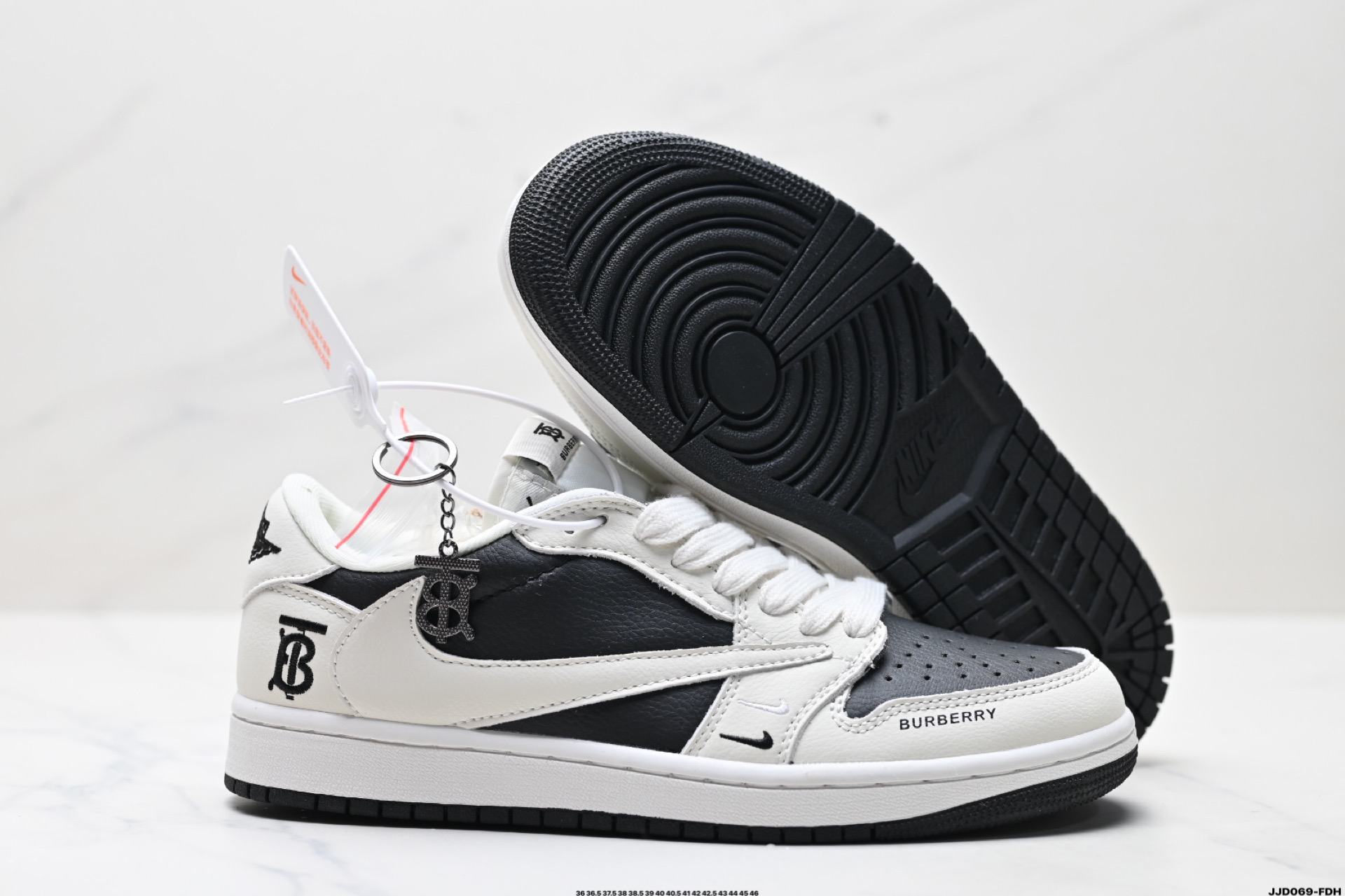 Burberry x Air Jordan 1 Low-Top Sneakers - Black & White Leather Shoes 6 i1746548311692 6324 0 4