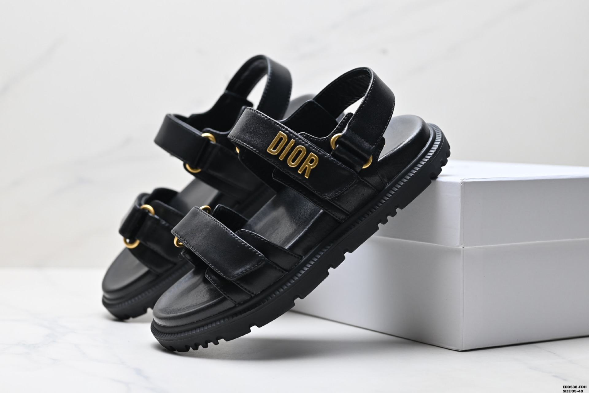 Dior DiorrAct Lambskin Sandals - Open Toe, Velcro Straps, and Signature Style 2 i1746551604759 1380 0 7