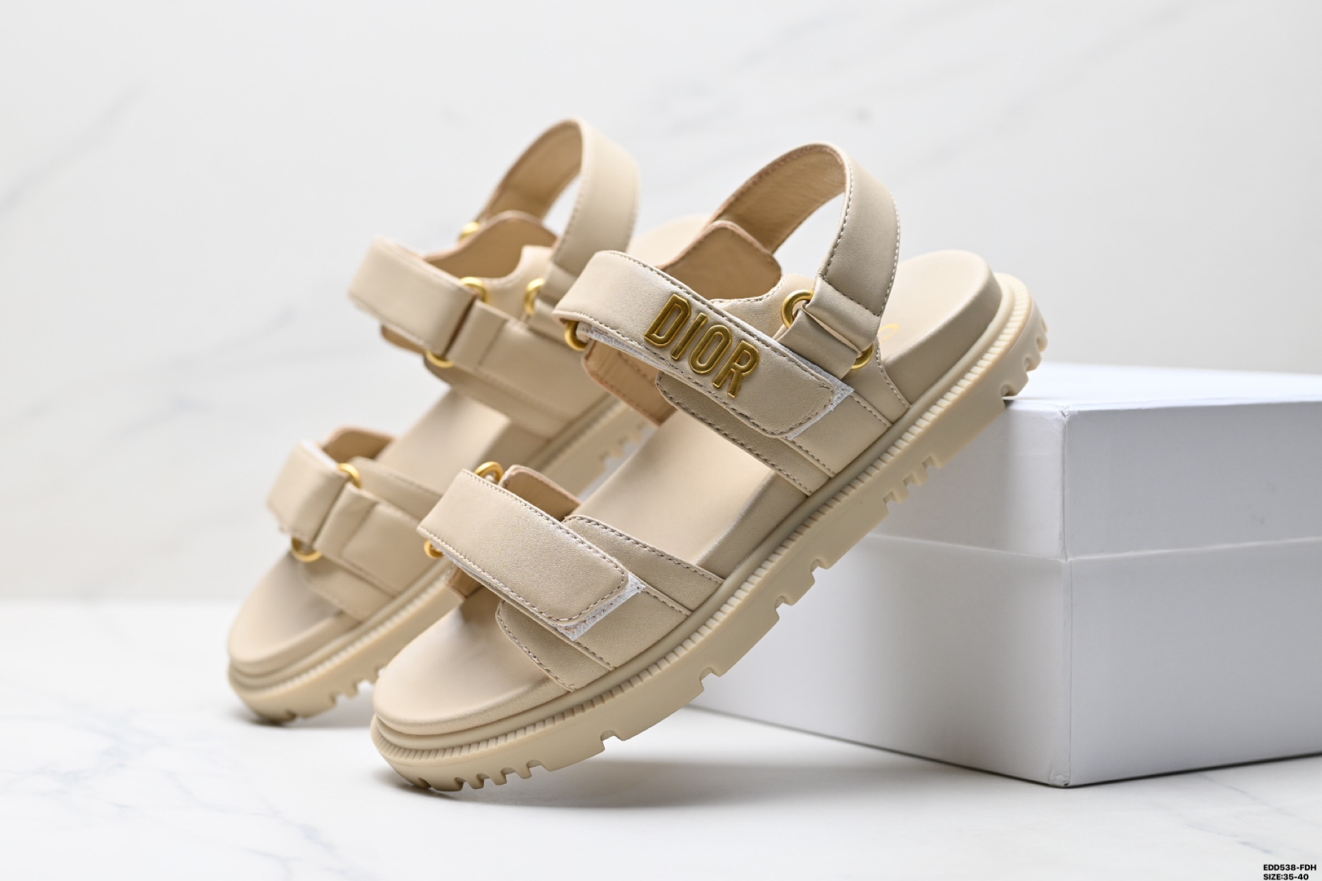 Dior DiorrAct Lambskin Sandals - Open Toe, Velcro Straps, and Signature Style 3 i1746551843681 9994 0 7