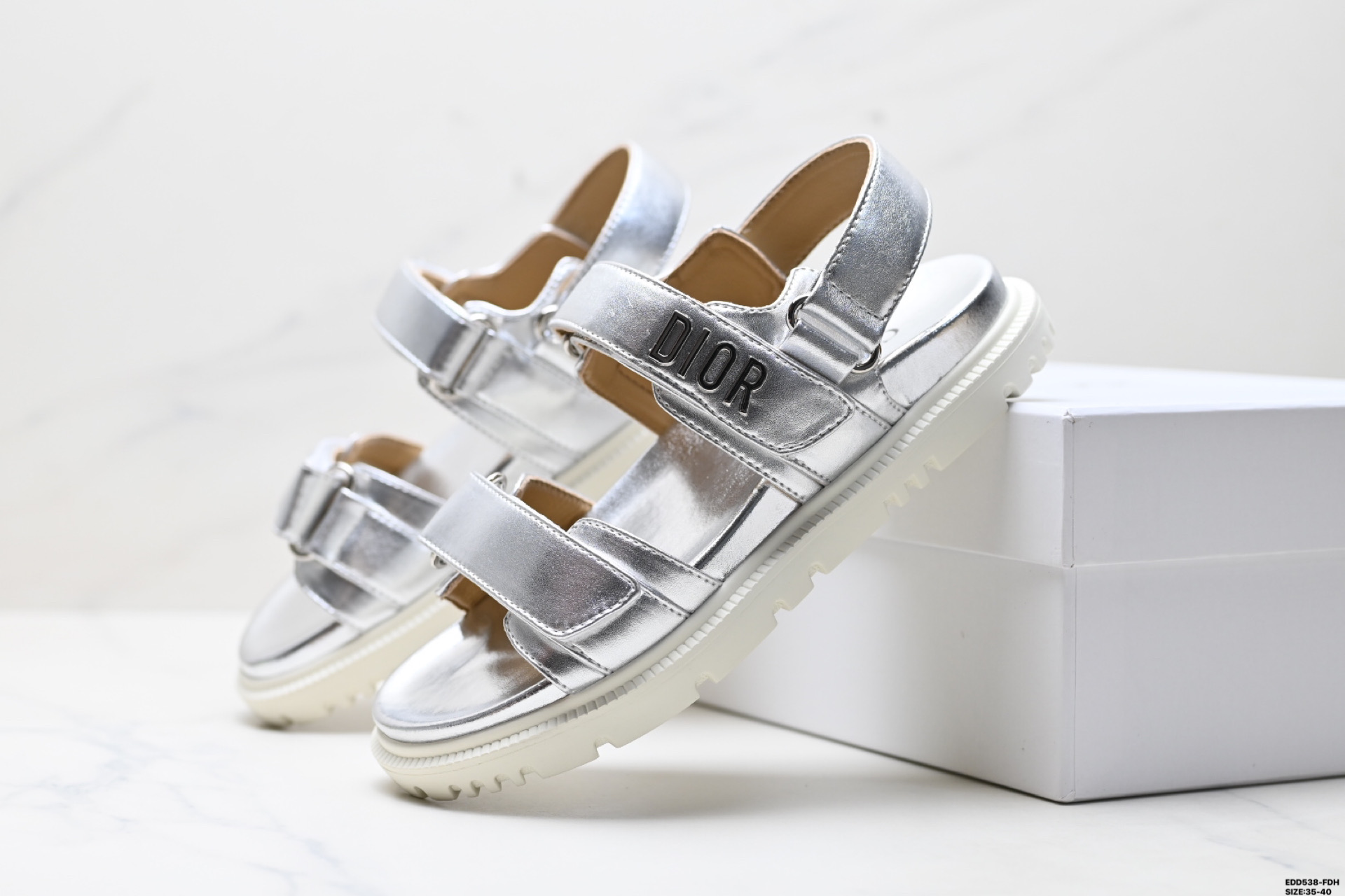 Dior DiorrAct Lambskin Sandals - Open Toe, Velcro Straps, and Signature Style 4 i1746551861290 7701 0 7