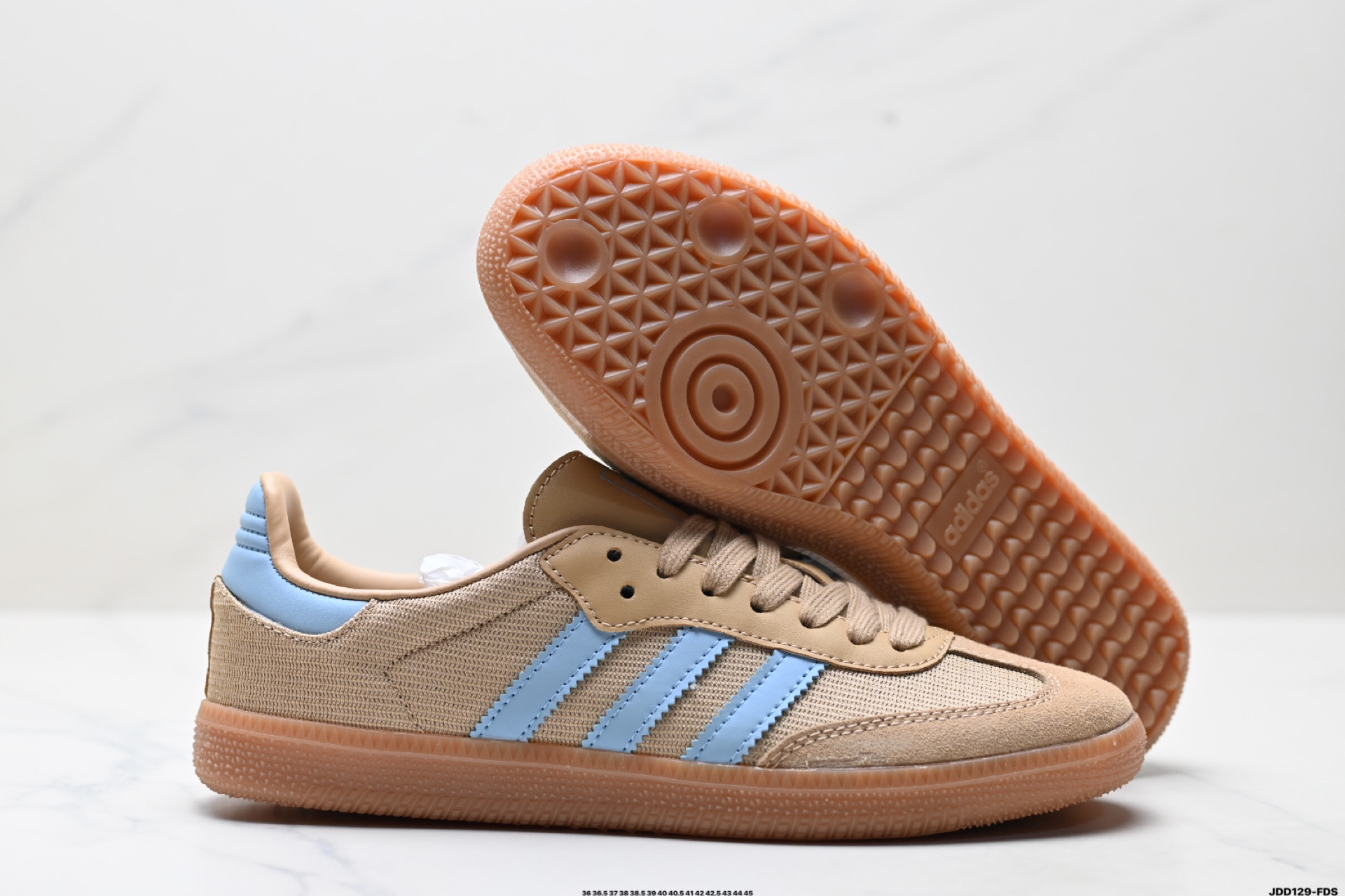 Adidas Originals Samba OG Casual Sneakers - Tan/Blue, JR8168 6 i1746634981004 2682 0 4
