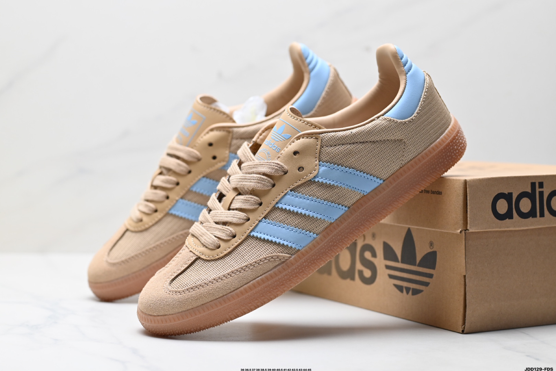 Adidas Originals Samba OG Casual Sneakers - Tan/Blue, JR8168 9 i1746634981004 2785 0 7