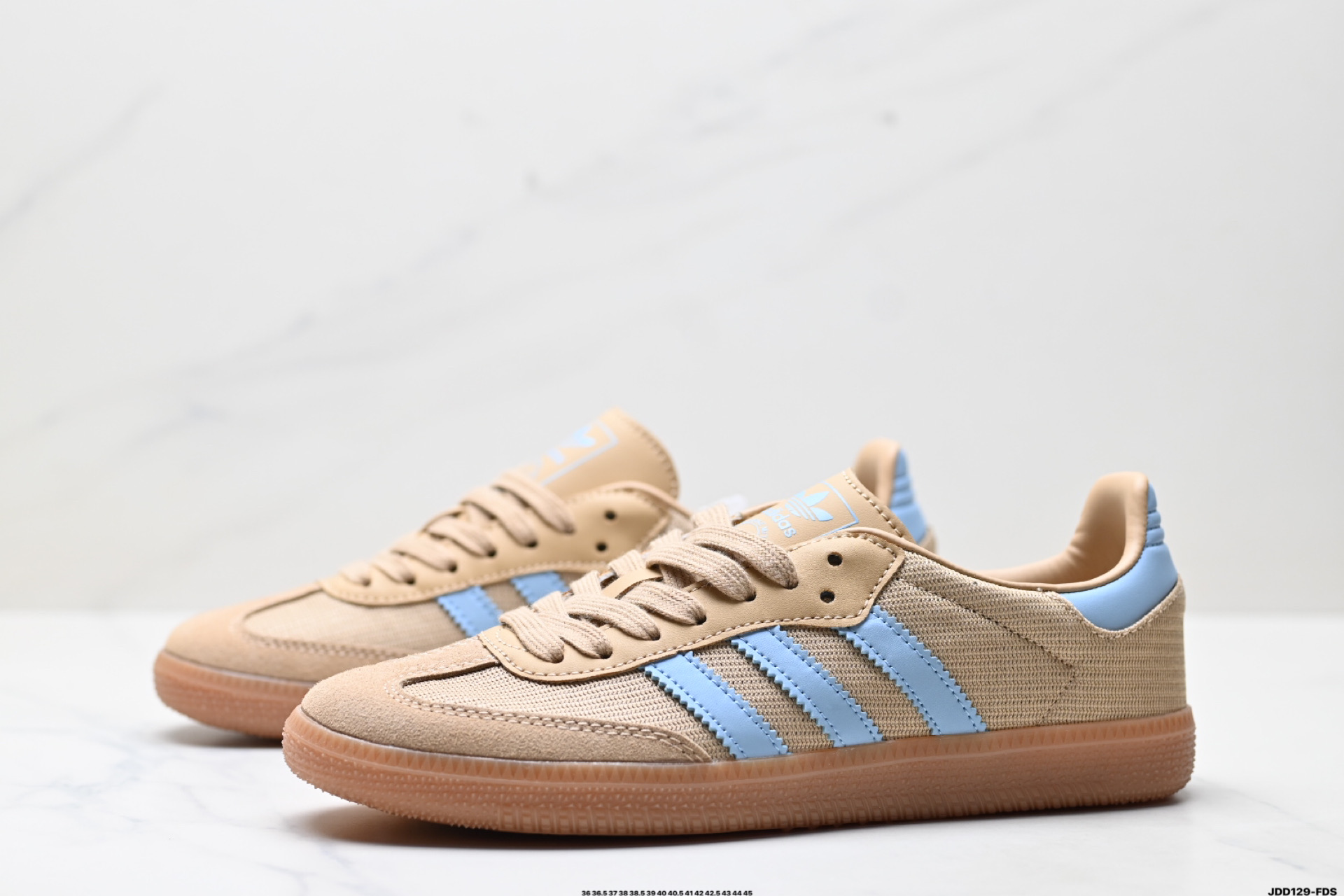 Adidas Originals Samba OG Casual Sneakers - Tan/Blue, JR8168 5 i1746634981004 8593 0 3