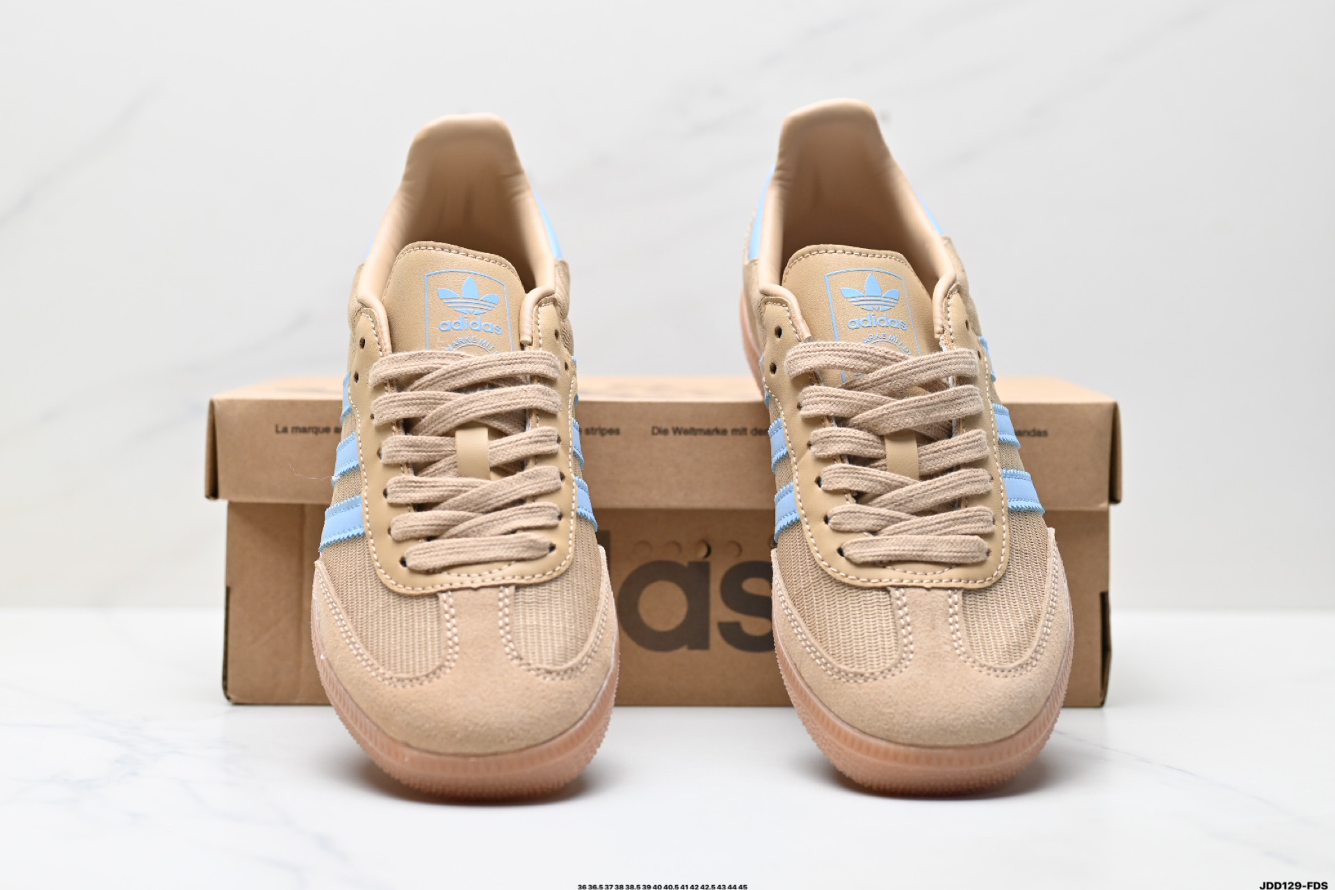 Adidas Originals Samba OG Casual Sneakers - Tan/Blue, JR8168 8 i1746634982601 7837 0 6