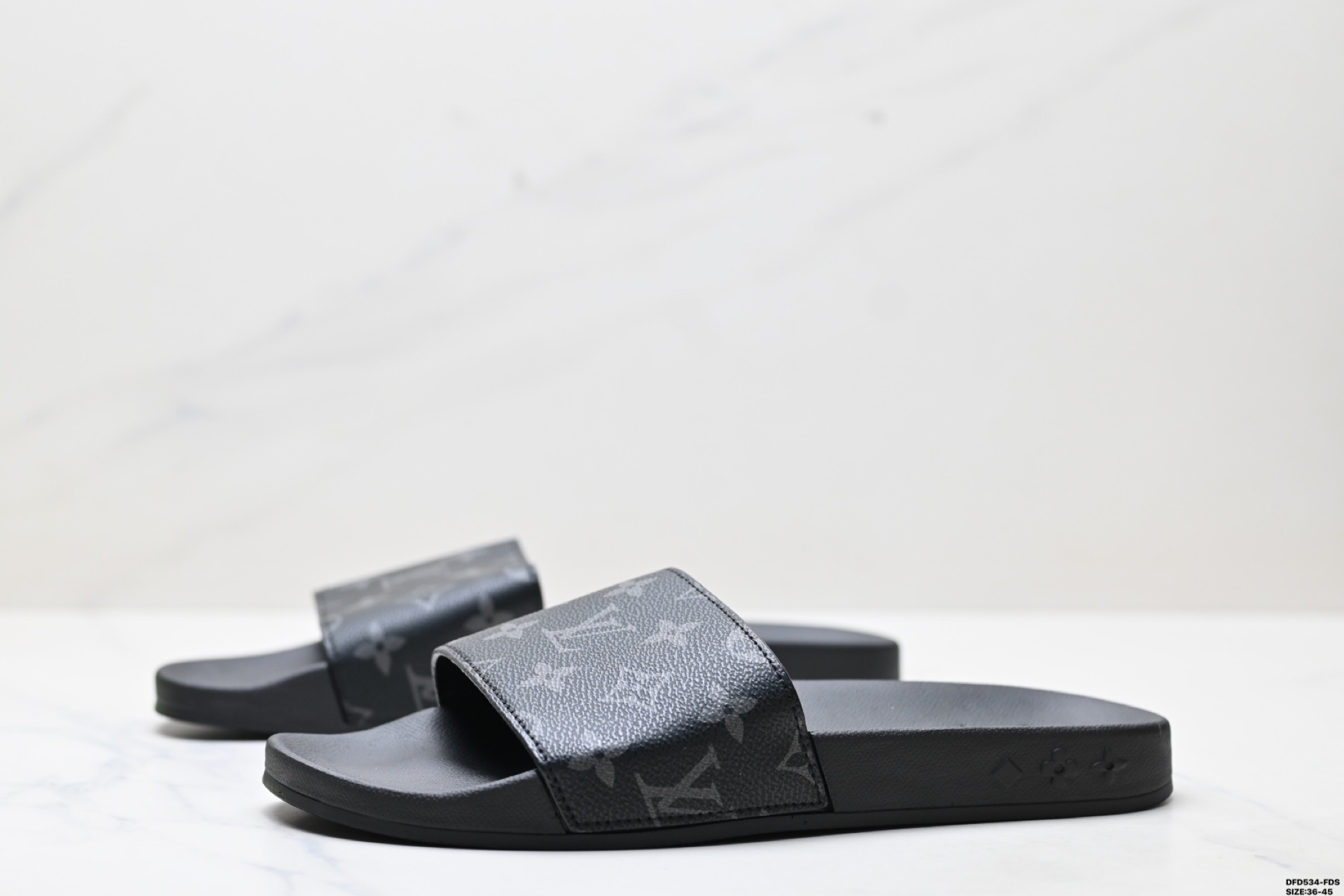 Louis Vuitton Monogram Embossed Rubber Slide Sandal For Men, Black, Size 36-45 3 i1746635520937 4825 0 3