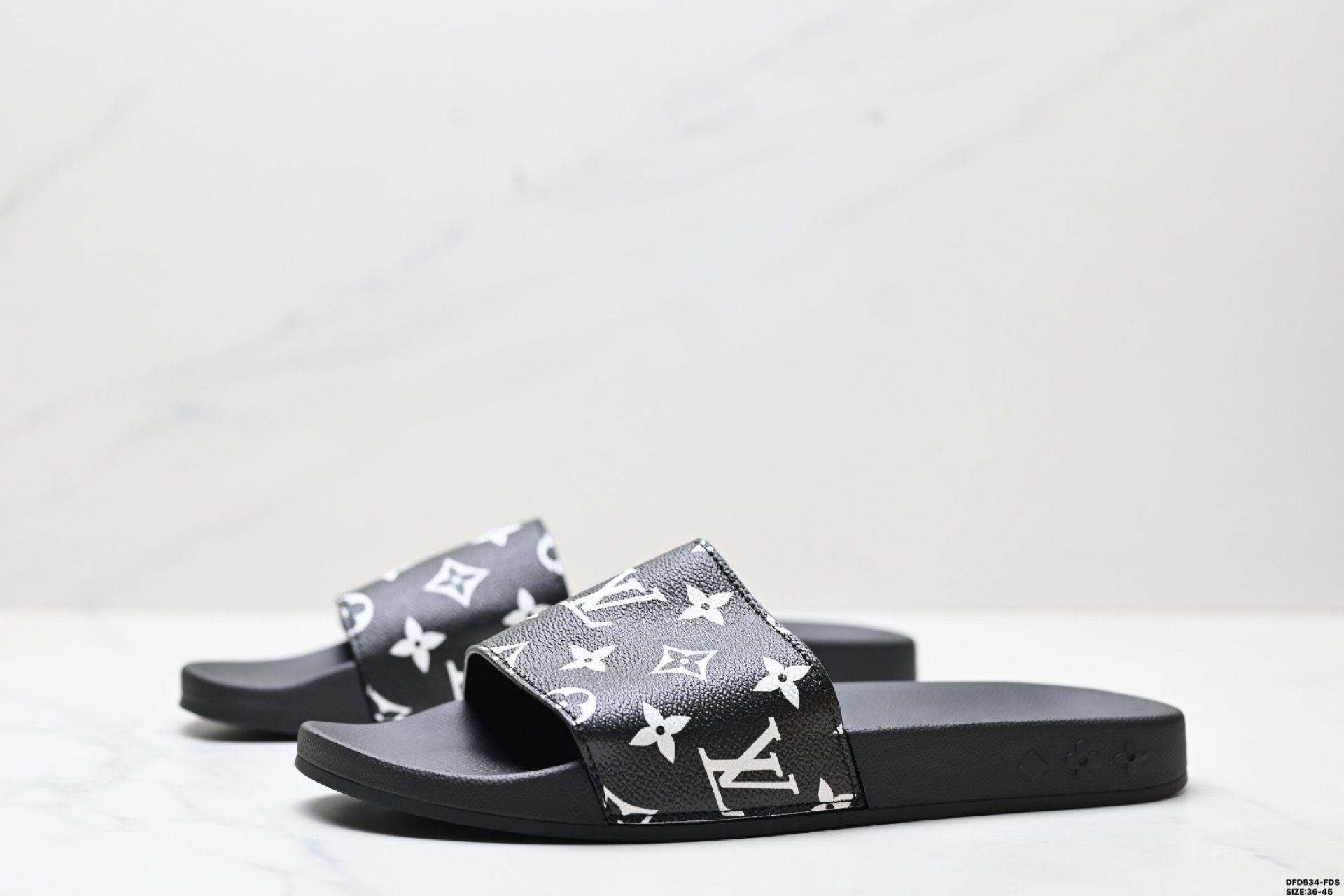 Louis Vuitton Monogram Embossed Rubber Slide Sandal For Men, Black, Size 36-45 6 i1746635603994 1338 0 3