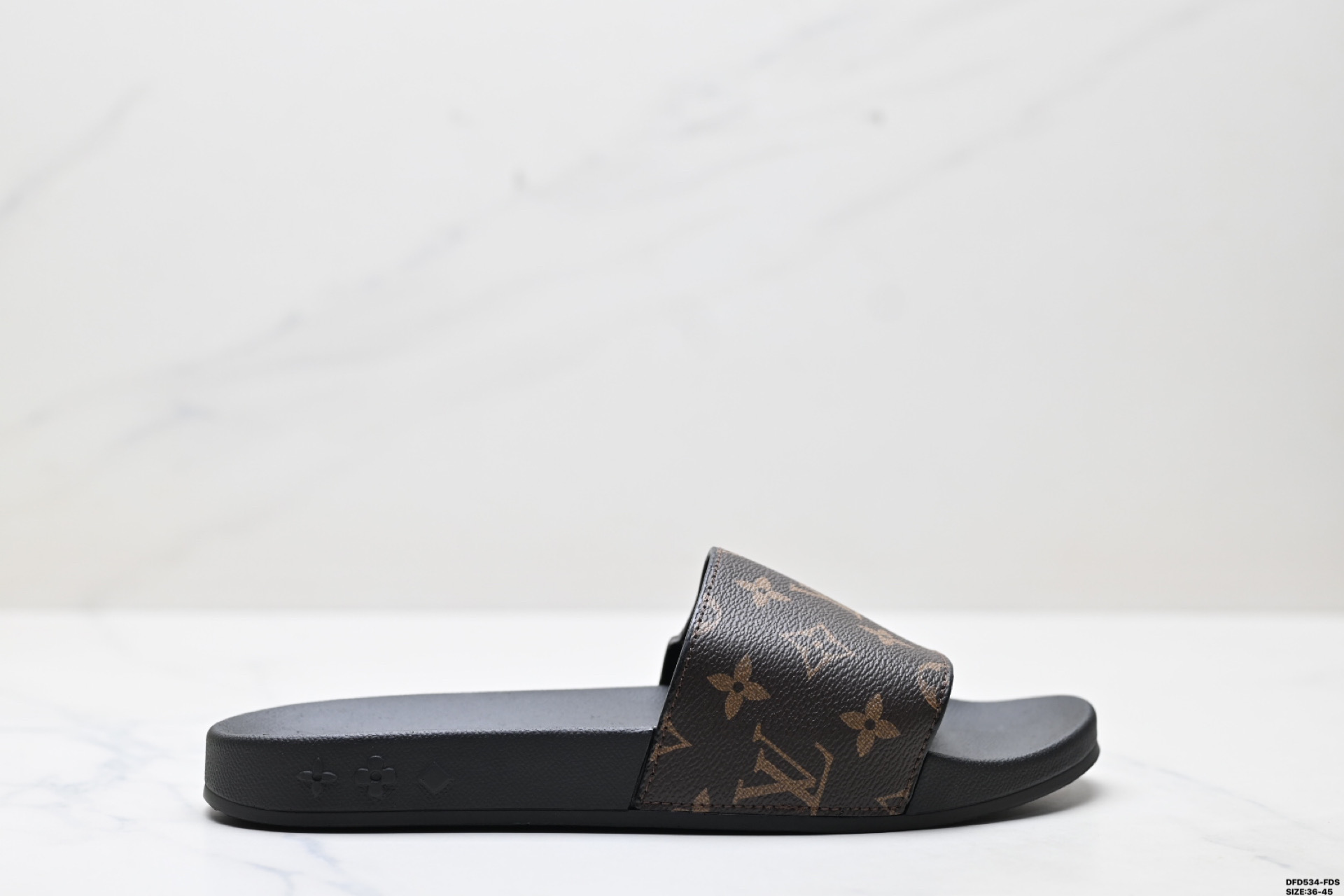 Louis Vuitton Monogram Embossed Rubber Slide Sandal For Men, Black, Size 36-45 8 i1746635623137 5328 0 0