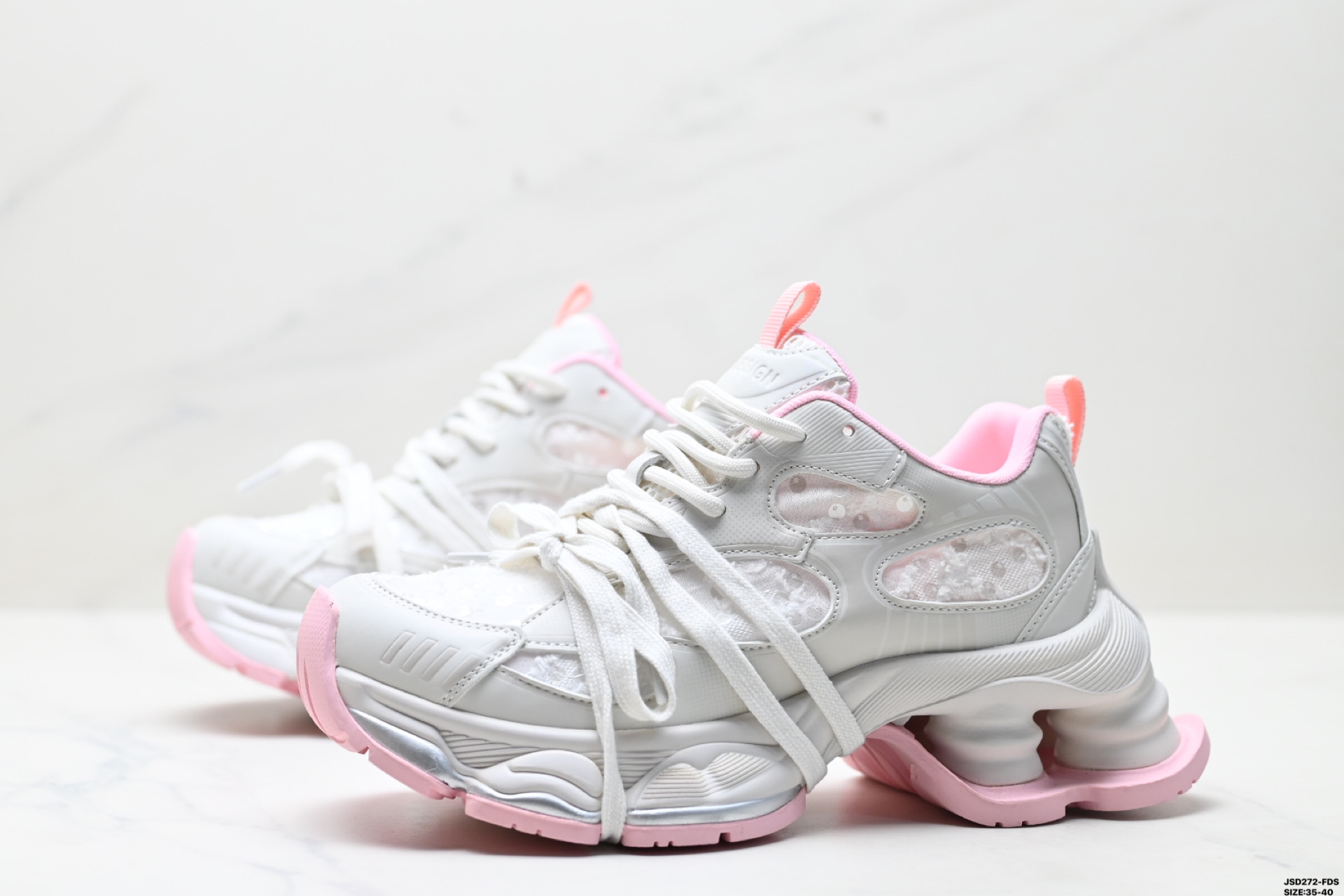 Gucci-CC Platform Sneakers, Silver & Pink, Chunky Sole, Lace-Up, Stylish Women's Shoes 5 i1746636341782 7563 0 3