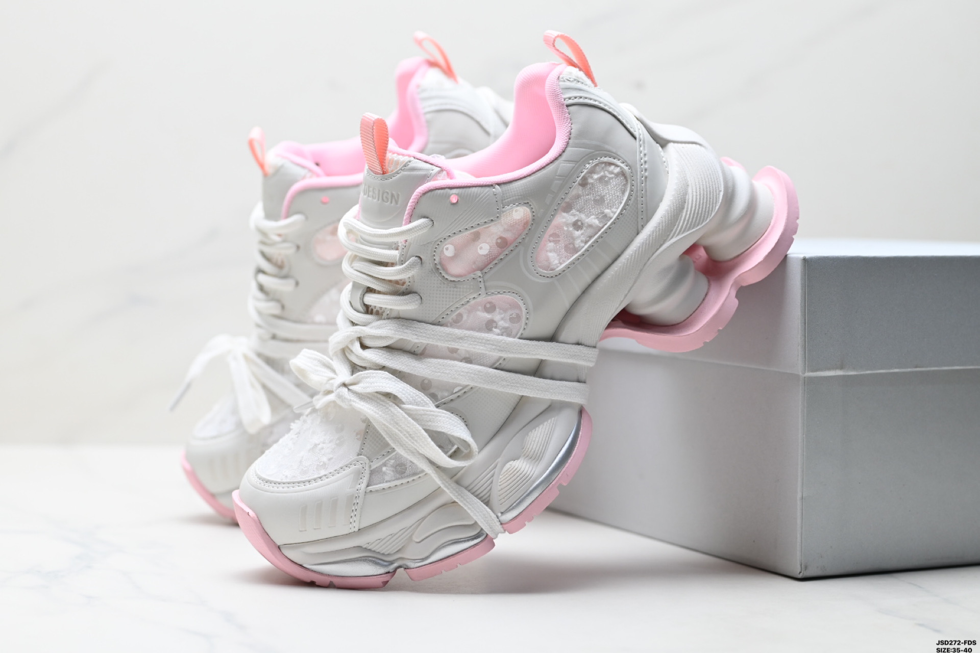 Gucci-CC Platform Sneakers, Silver & Pink, Chunky Sole, Lace-Up, Stylish Women's Shoes 9 i1746636342989 1720 0 7