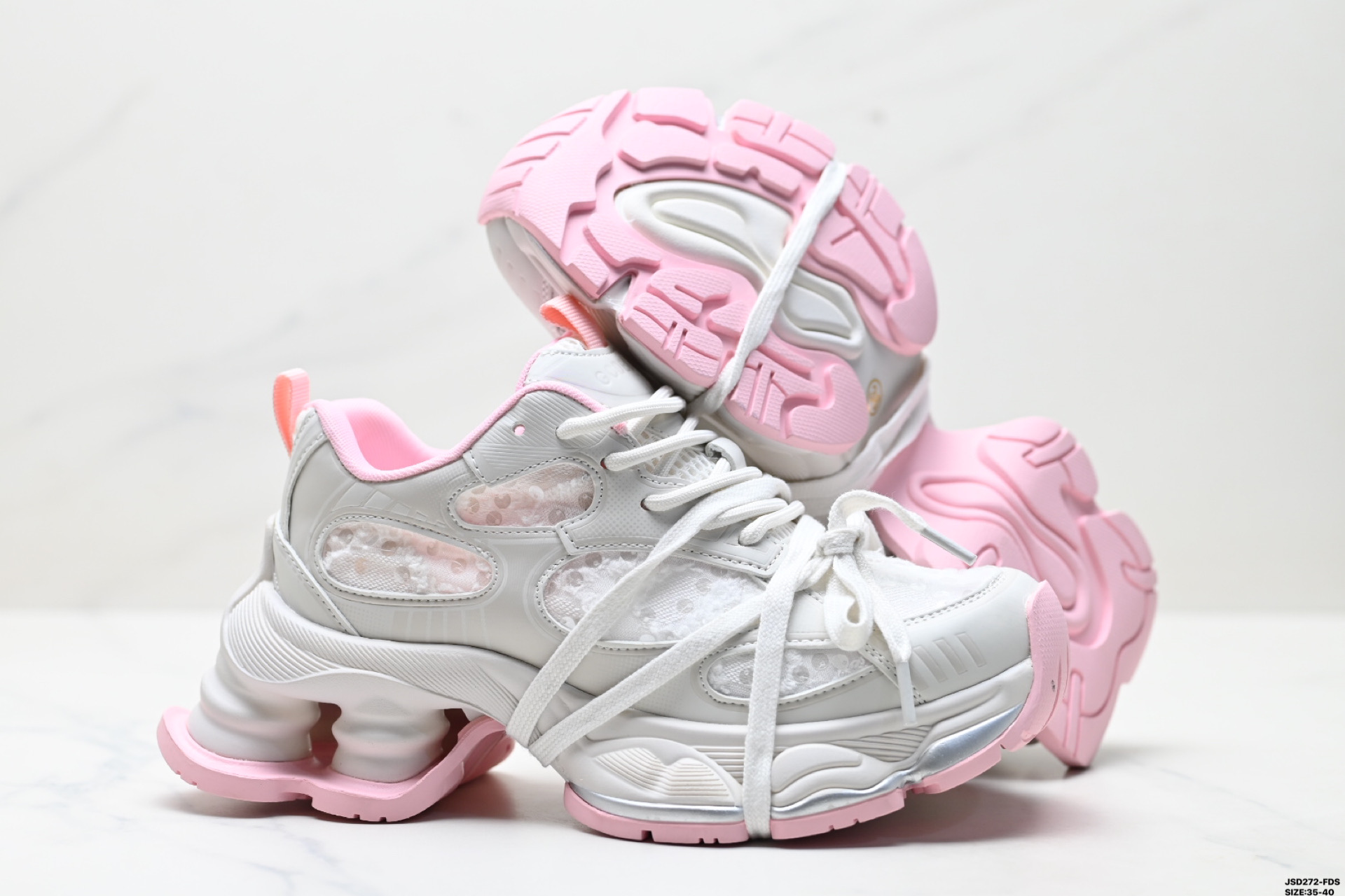 Gucci-CC Platform Sneakers, Silver & Pink, Chunky Sole, Lace-Up, Stylish Women's Shoes 6 i1746636342991 5303 0 4