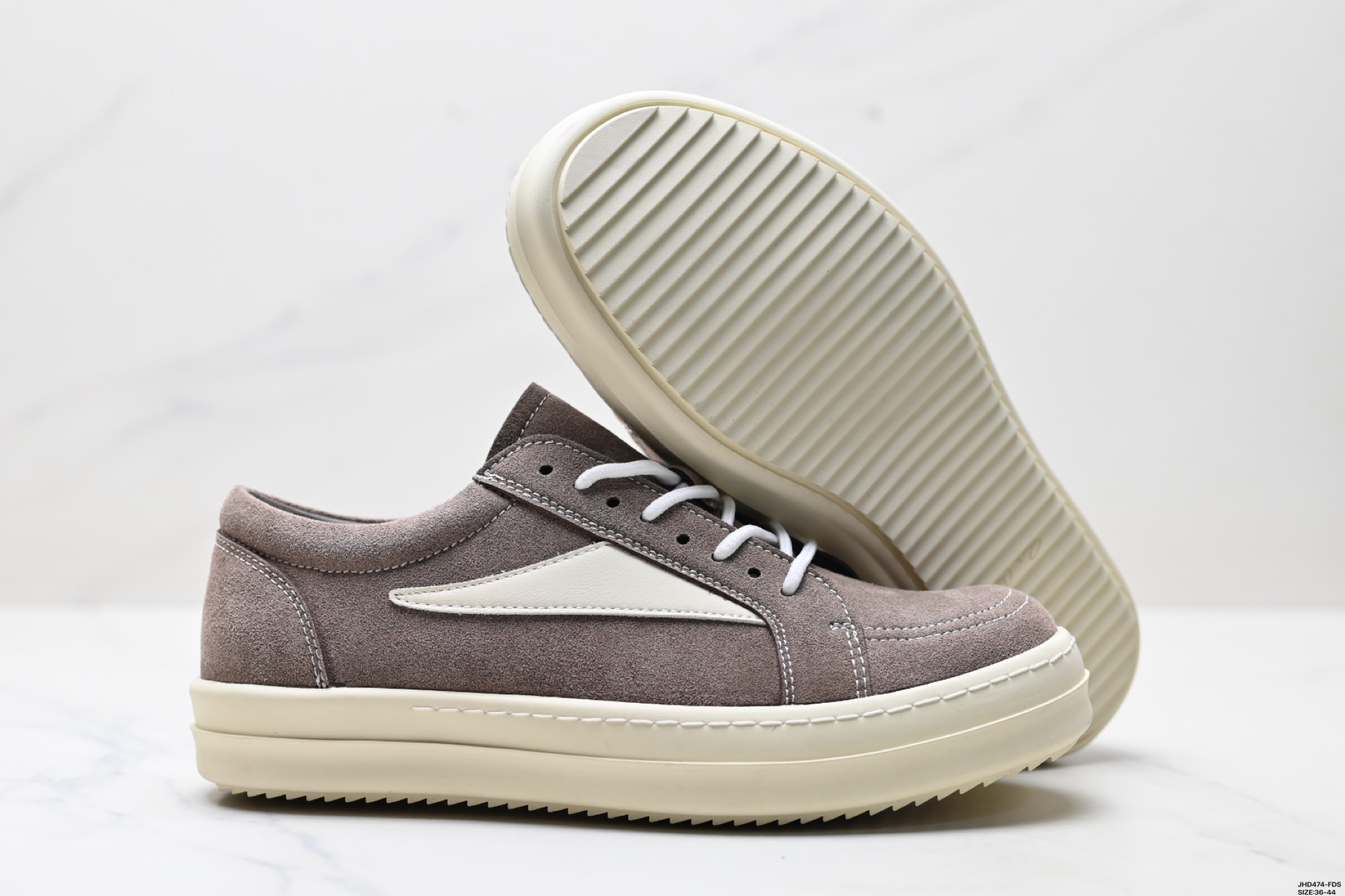 RICK OWENS Hollywood Leather Low-Top Sneakers - Round Toe & Lace-Up 6 i1746640713702 4108 0 4