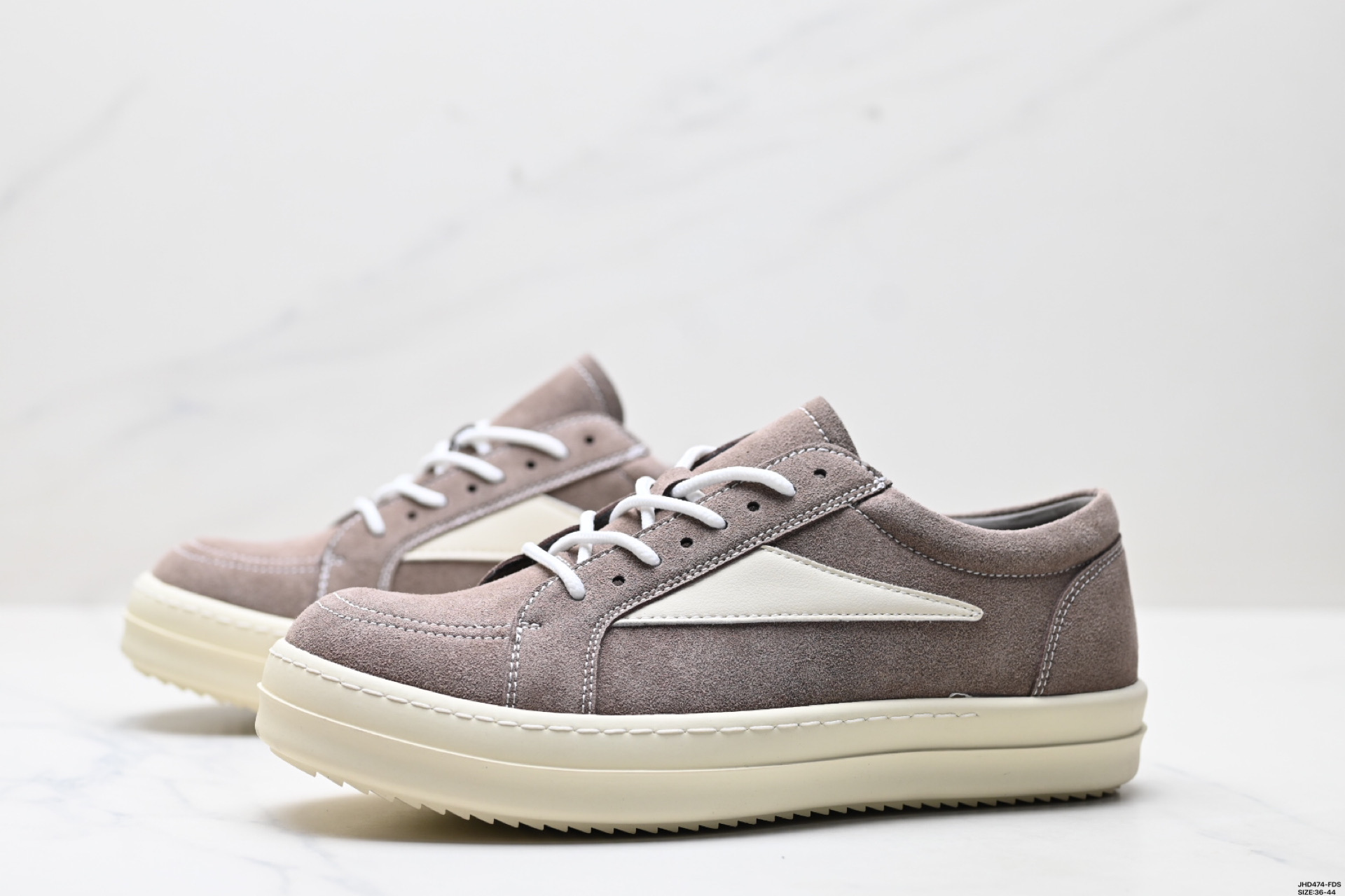 RICK OWENS Hollywood Leather Low-Top Sneakers - Round Toe & Lace-Up 5 i1746640714962 9660 0 3