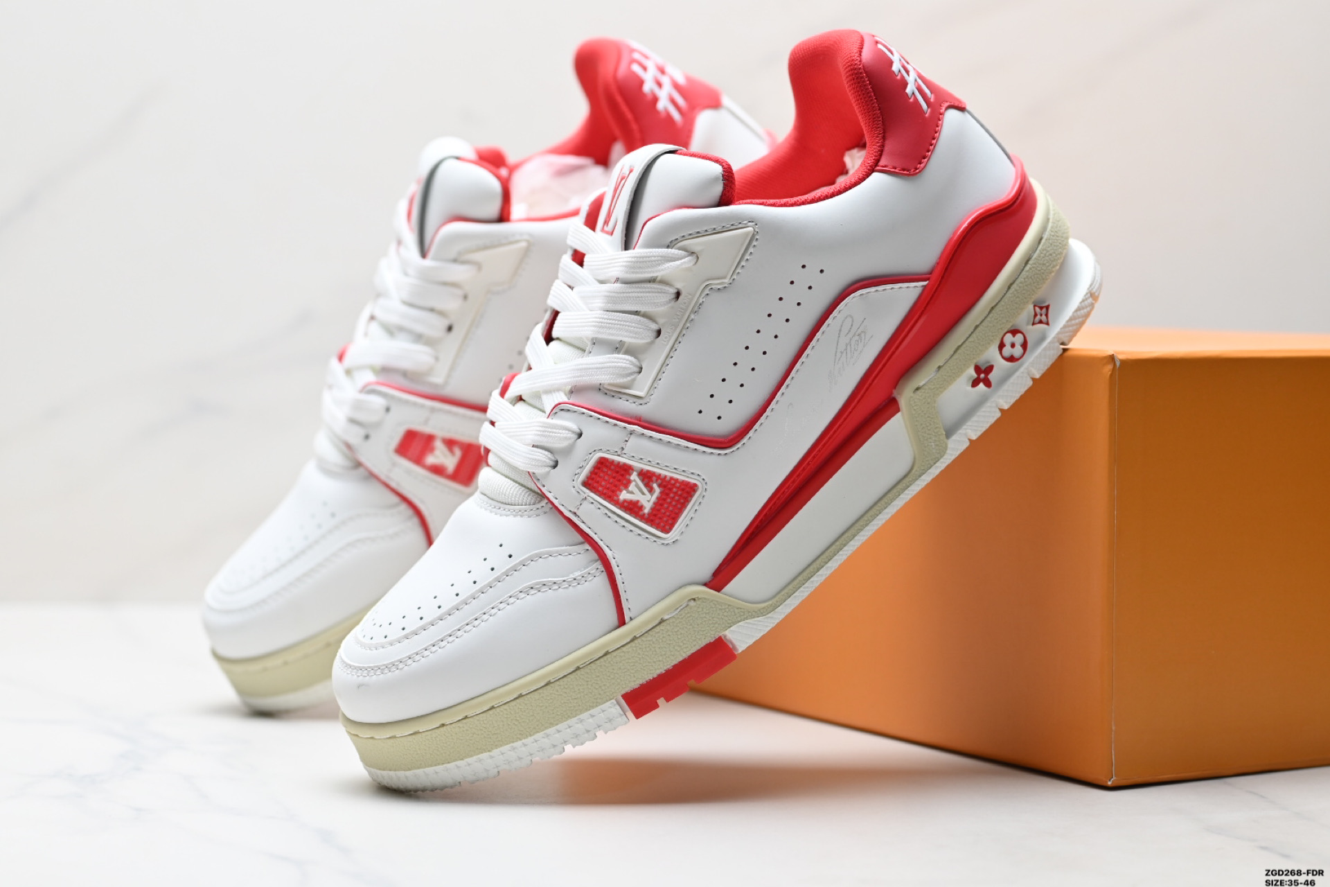 Louis Vuitton Trainer Sneaker Low White Red Leather,Fashion Sneakers 2 i1746720250345 7262 0 7