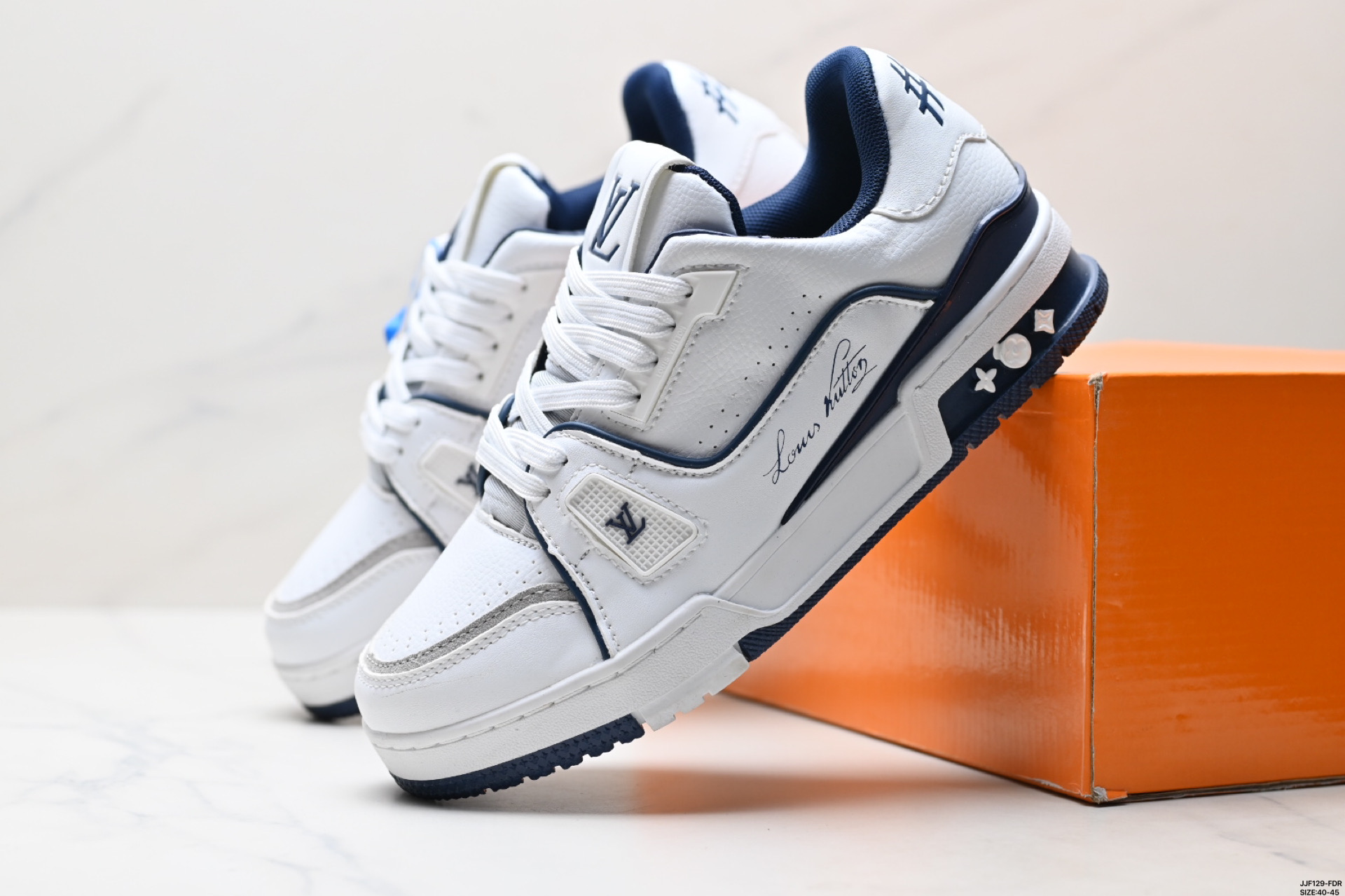 Louis Vuitton Trainer Sneaker Low White/Blue Casual Shoes, Sizes 40-45 9 i1746724721037 6522 0 7