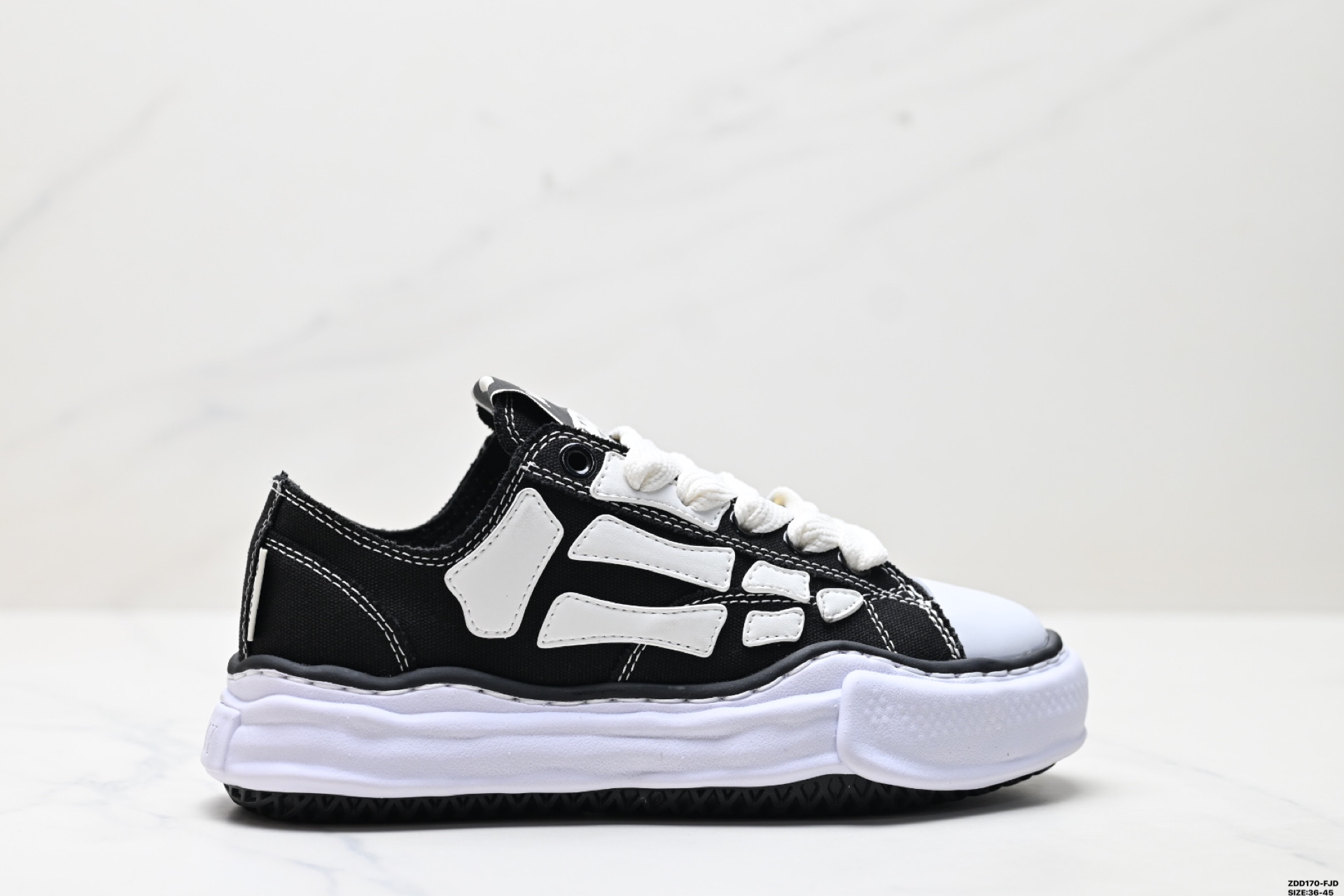 Maison Mihara Yasuhiro x AMIRI Skel-Top Low 三原康裕 圆头系带 低帮 帆布 溶解鞋