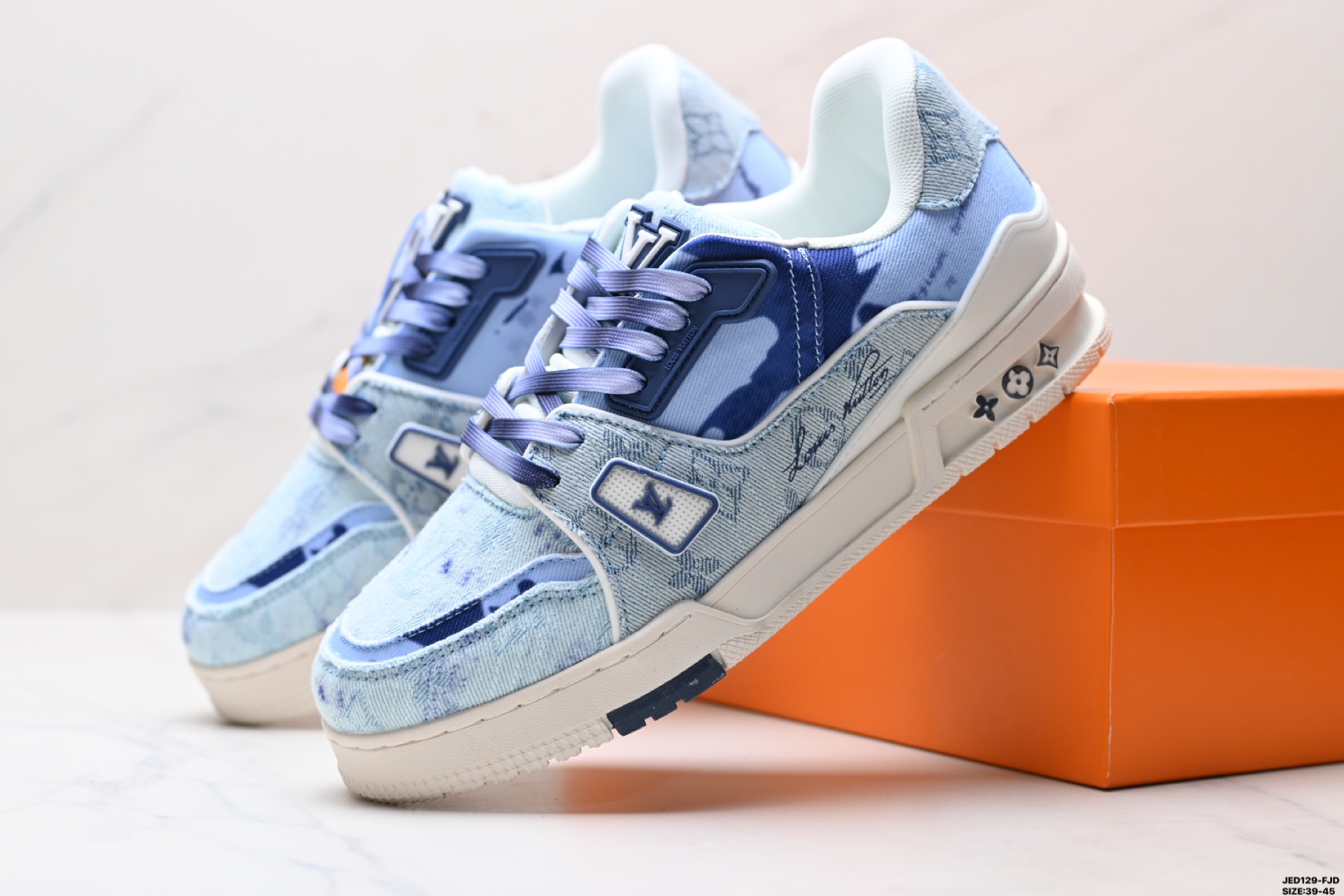 Louis Vuitton Trainer Sneaker Low Blue Denim Casual Shoes Size 39-45 2 i1746808561390 9827 0 0