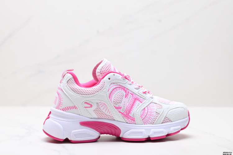 Dior Chrono Round Toe Lace-Up Sneakers, Sporty, Casual, Pink and White 1 Dior Chrono Round Toe Lace-Up Sneakers, Sporty, Casual, Pink and White