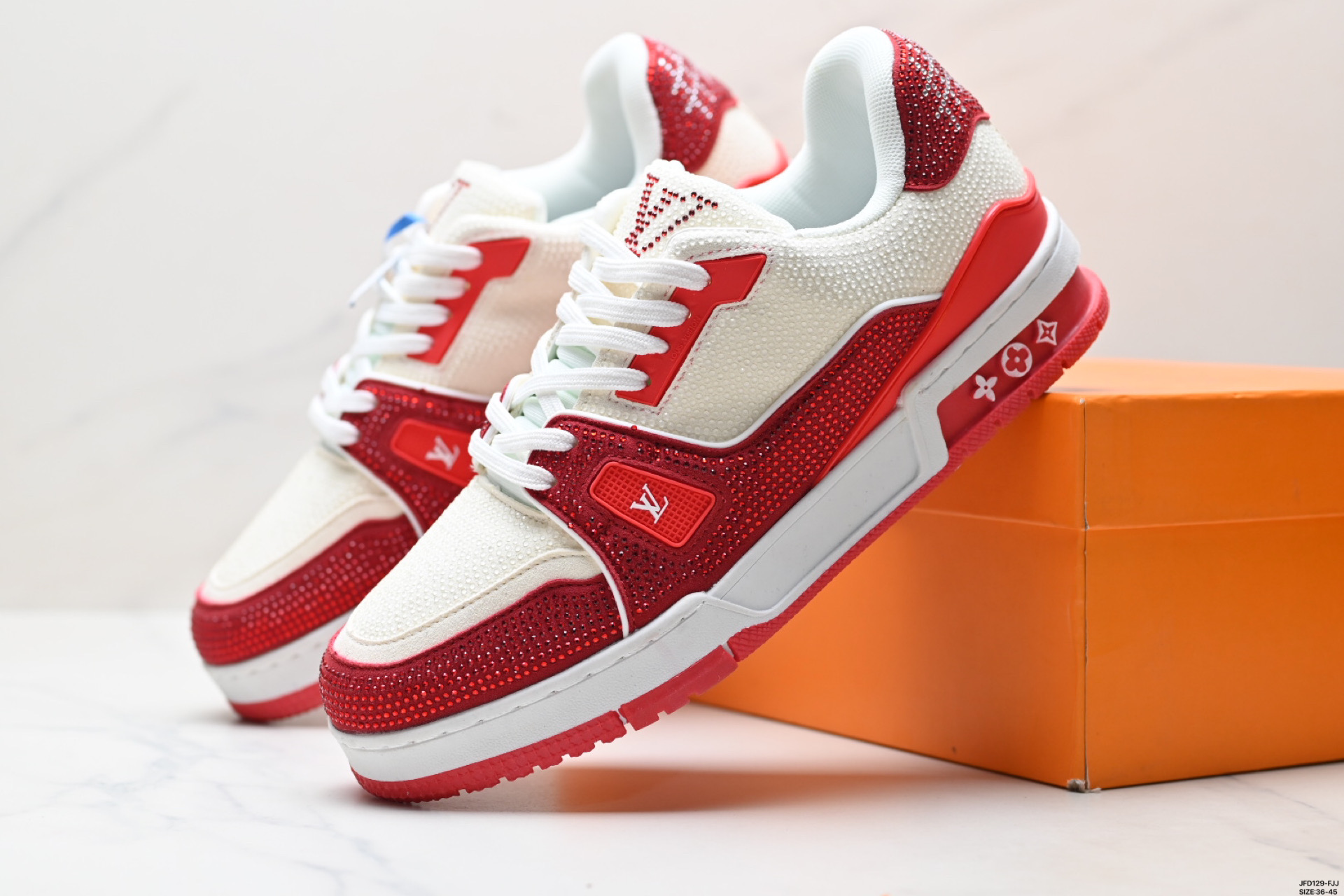 Louis Vuitton Trainer Sneaker Low Red/White, Designer Casual Shoes 2 i1746897666915 8452 0 7
