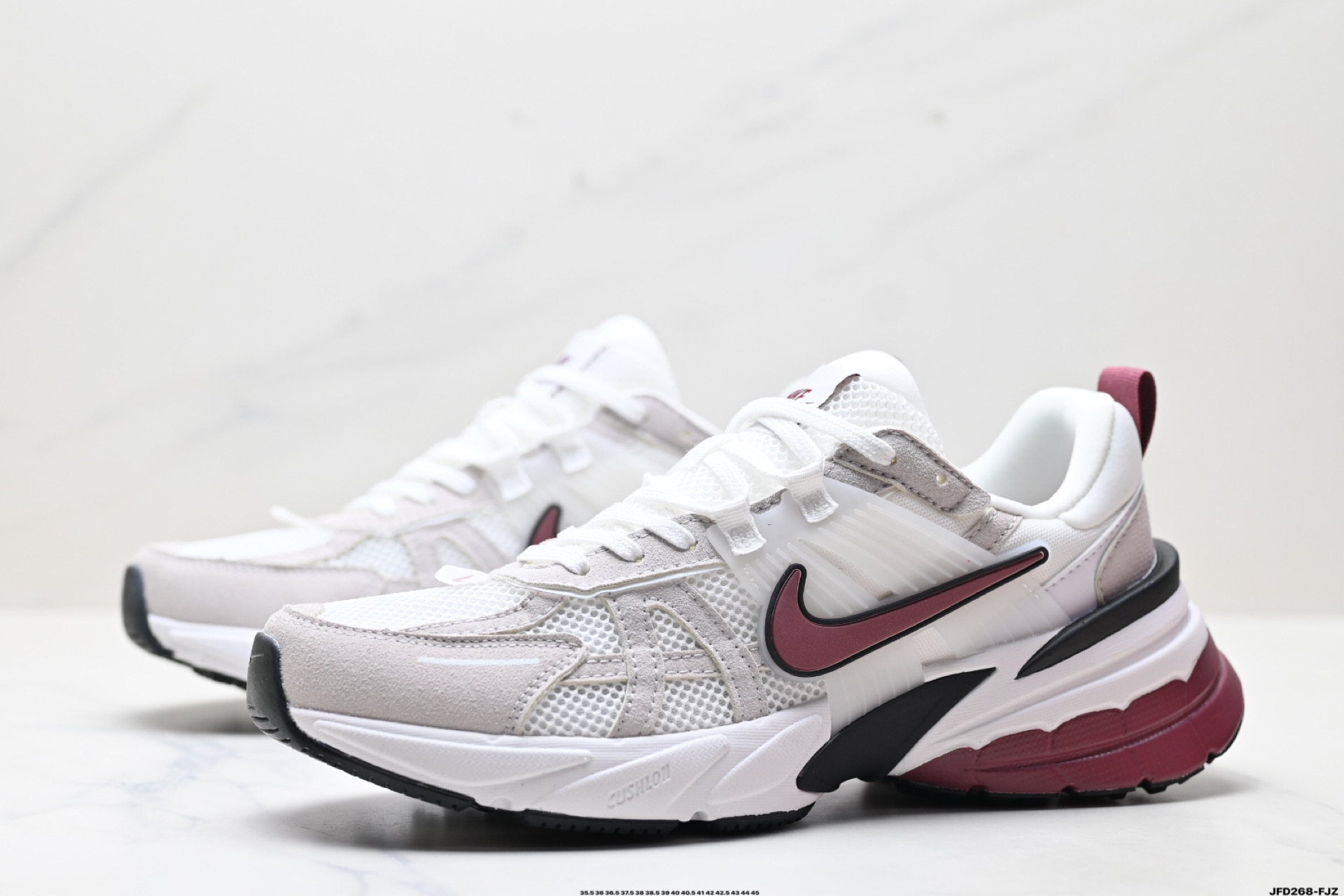 Nike V2K Run Running Shoes - Retro Style, Breathable Mesh, White/Maroon 5 i1746977587903 8939 0 3