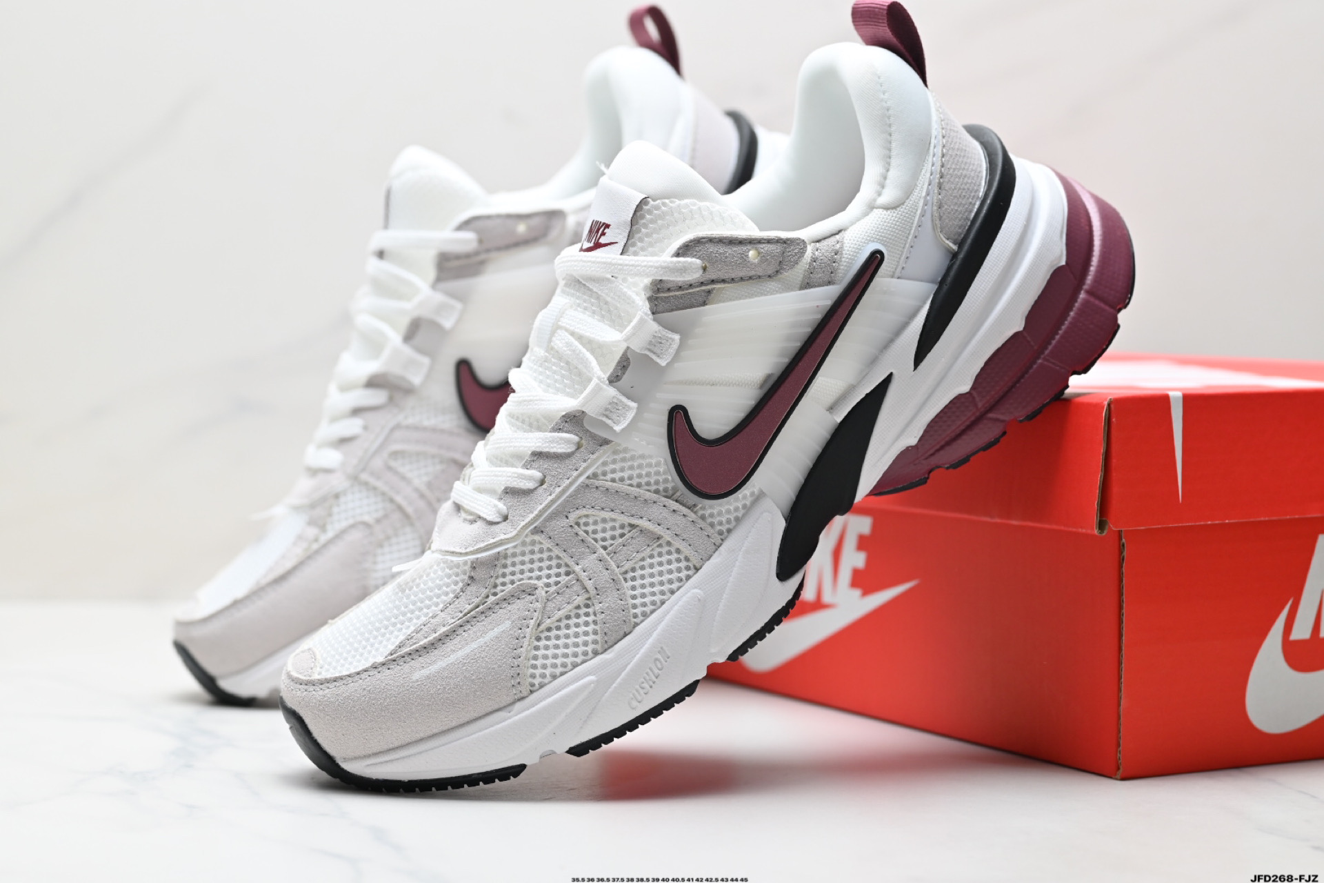 Nike V2K Run Running Shoes - Retro Style, Breathable Mesh, White/Maroon 9 i1746977587904 5681 0 7