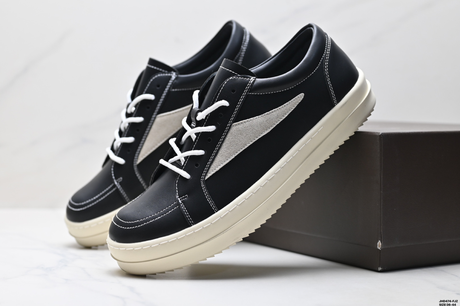 RICK OWENS Hollywood Leather Low-Top Sneakers - Round Toe Lace-Up 9 i1746981002347 2562 0 7