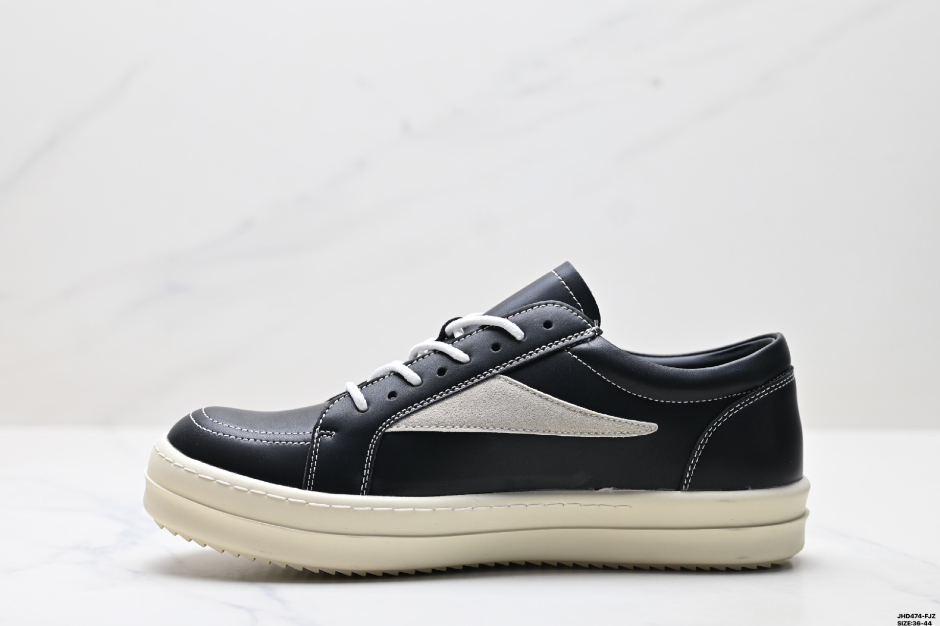 RICK OWENS Hollywood Leather Low-Top Sneakers - Round Toe Lace-Up 4 i1746981002347 826 0 2