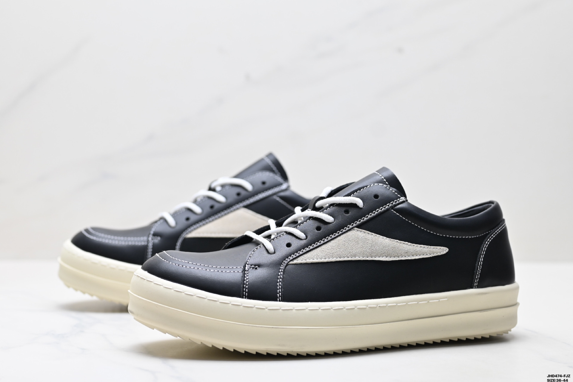 RICK OWENS Hollywood Leather Low-Top Sneakers - Round Toe Lace-Up 5 i1746981004216 6497 0 3