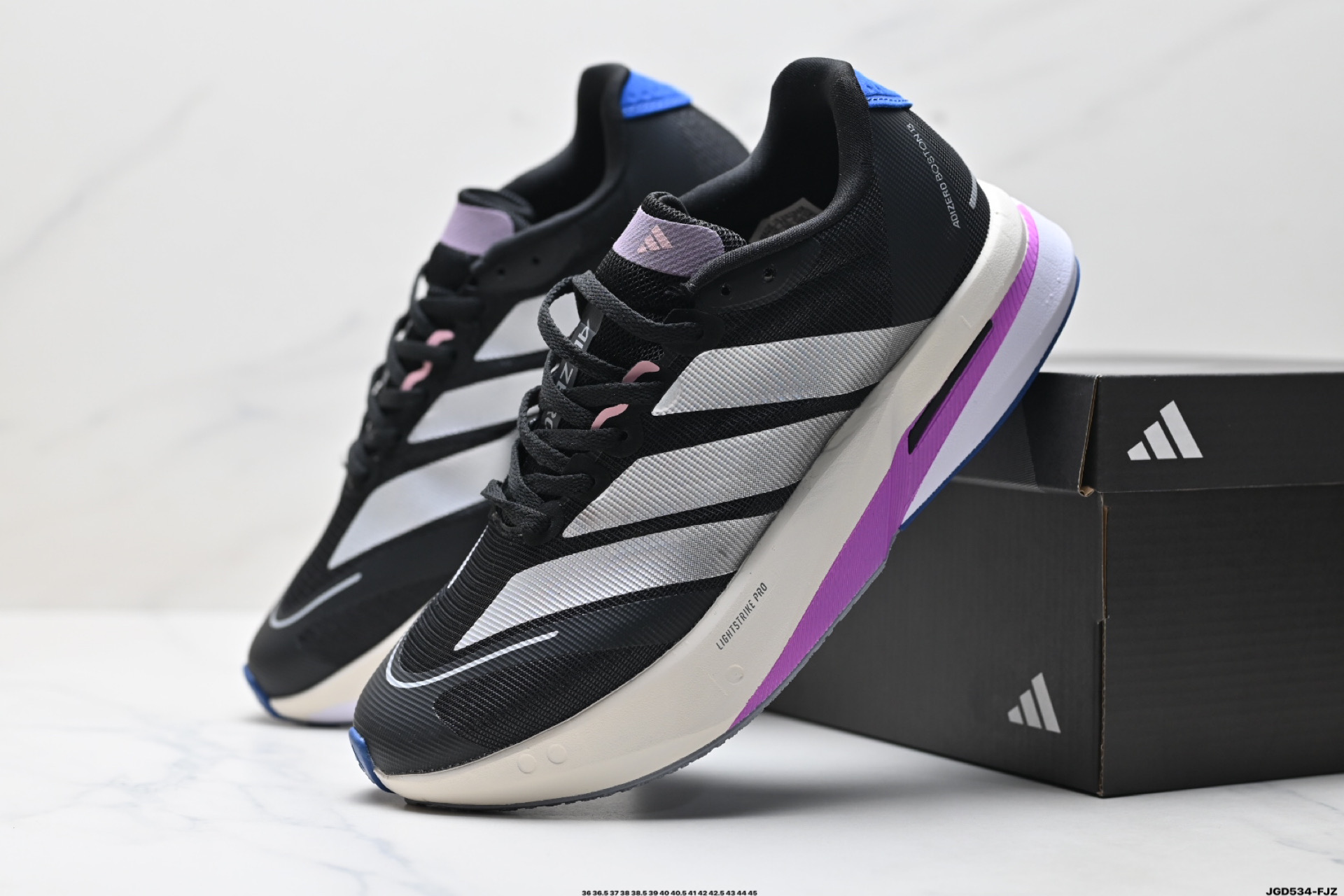 190 阿迪达斯adidas adizero BOSTON 13 透气网眼竞速跑鞋Boost 缓震底 JR4790