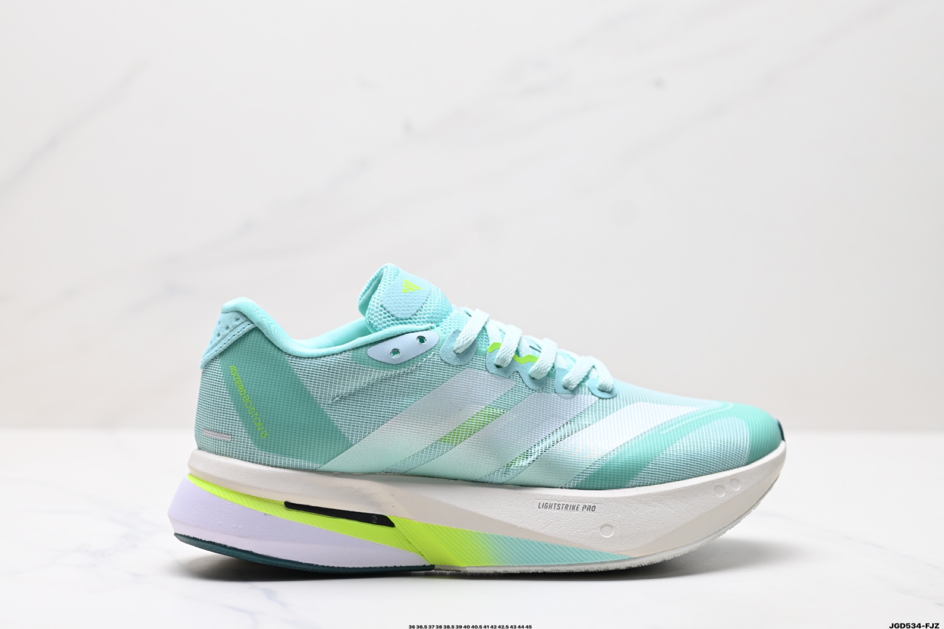 190 阿迪达斯adidas adizero BOSTON 13 透气网眼竞速跑鞋Boost 缓震底 后跟加厚 呵护脚后跟 JR4790