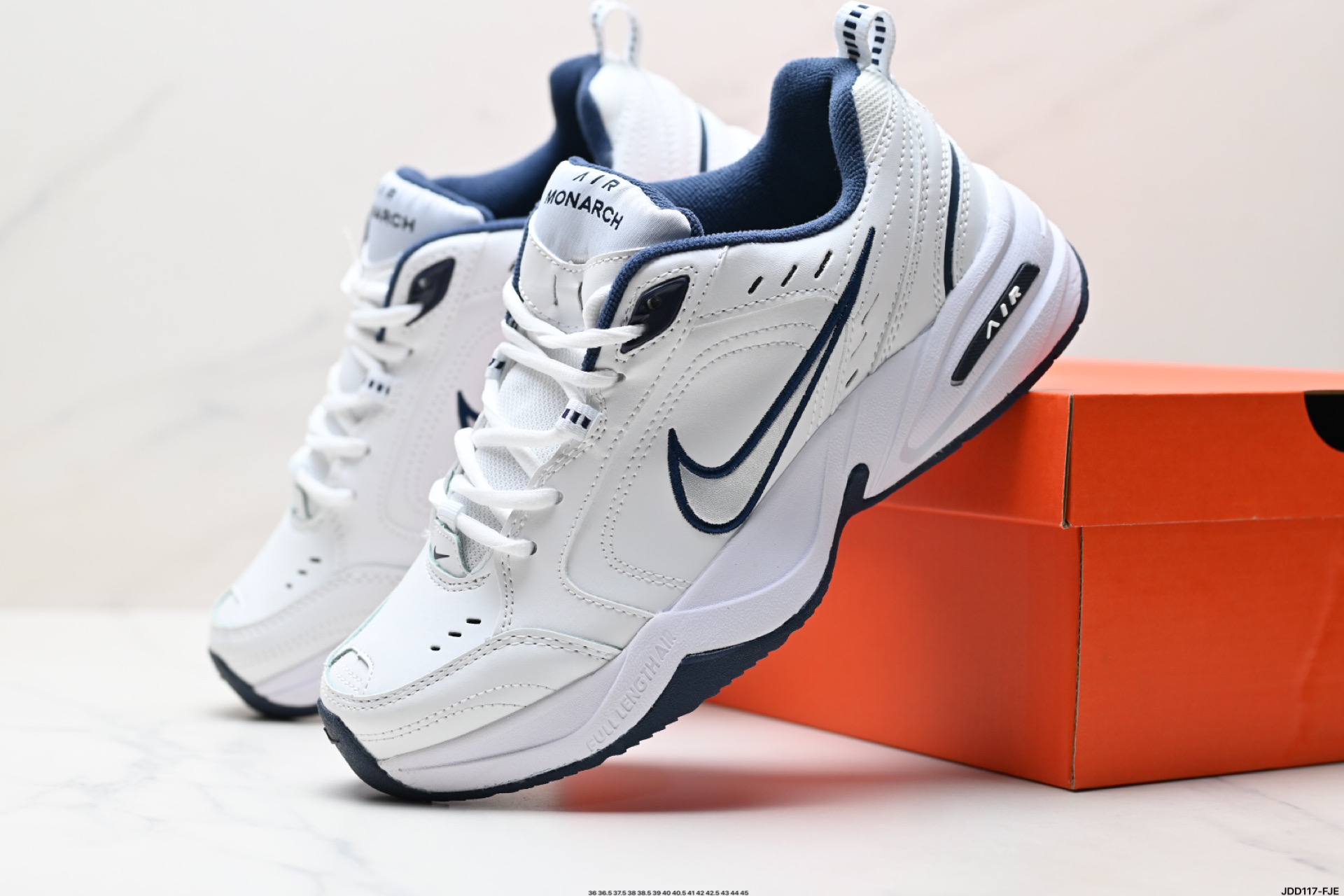 Nike Air Monarch IV Leather White/Midnight Navy Sneakers Walking Shoes 9 i1747066749444 6196 0 7