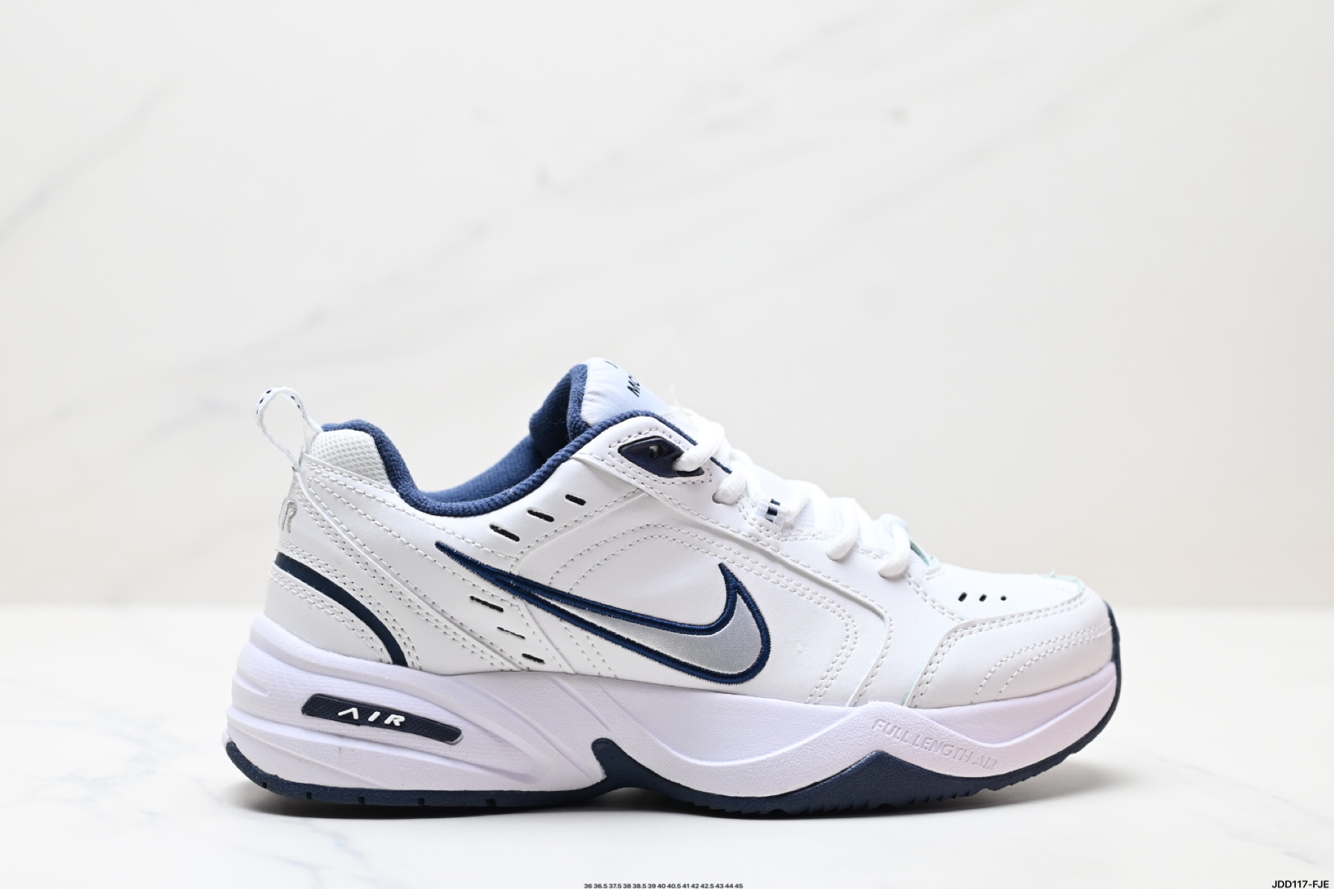 Nike Air Monarch IV Leather White/Midnight Navy Sneakers Walking Shoes 2 i1747066750492 4785 0 0