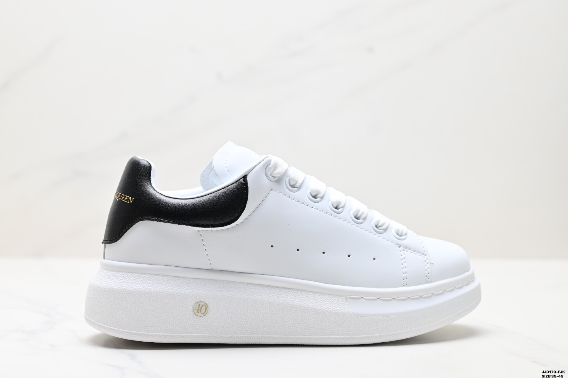 Alexander McQueen Sole Leather Sneakers White/Black Fashion Low Top Shoe 2 i1747152100563 6626 0 0