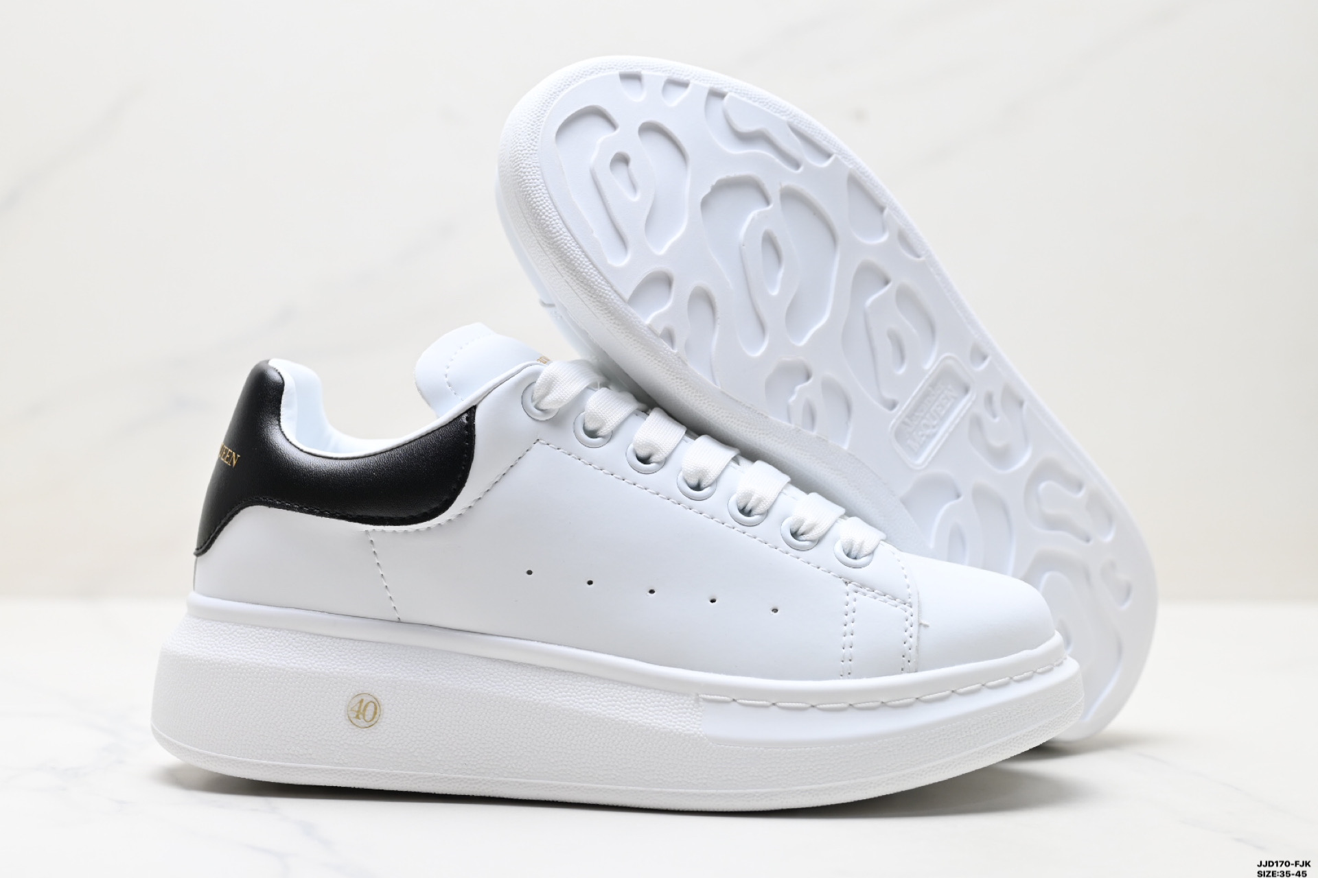 Alexander McQueen Sole Leather Sneakers White/Black Fashion Low Top Shoe 6 i1747152102252 8611 0 4