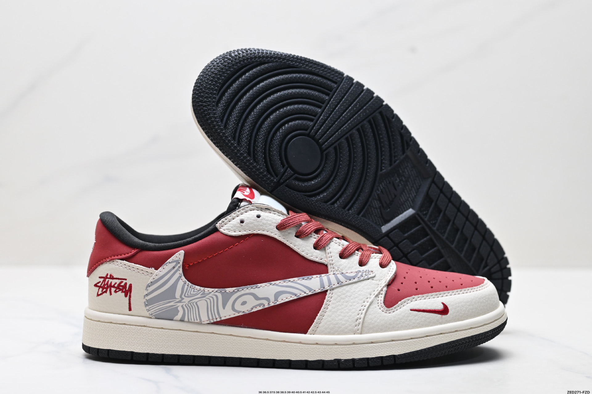 270 Nike Air Jordan 1 x Travis Scott AJ1倒勾 乔一倒钩 ‘DIY’定制 耐克 低帮文化篮球鞋 LD2025-017