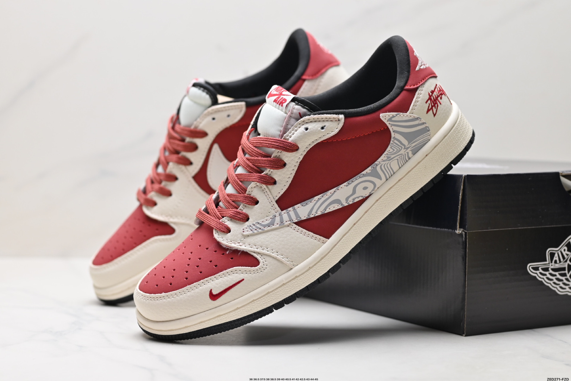 270 Nike Air Jordan 1 x Travis Scott AJ1倒勾 乔一倒钩 ‘DIY’定制 耐克 低帮文化篮球鞋 LD2025-017