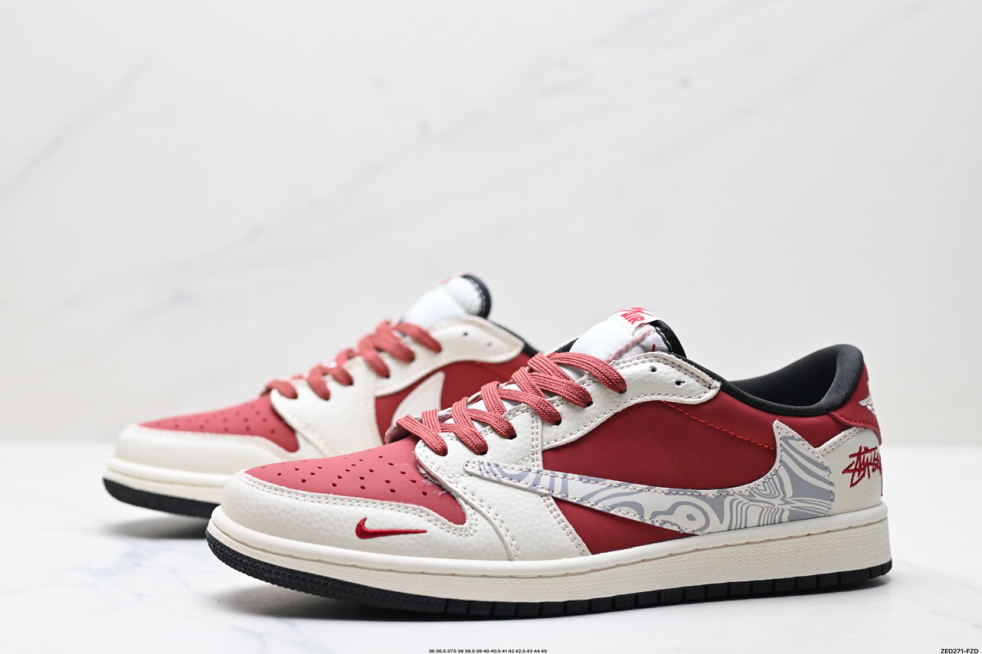 270 Nike Air Jordan 1 x Travis Scott AJ1倒勾 乔一倒钩 ‘DIY’定制 耐克 低帮文化篮球鞋 LD2025-017