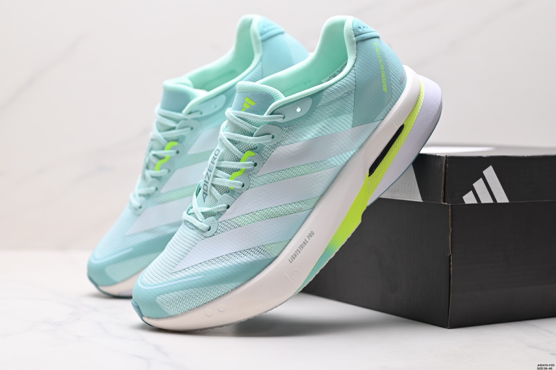 阿迪达斯adidas adizero BOSTON 13 透气网眼竞速跑鞋Boost 缓震底 JS4957