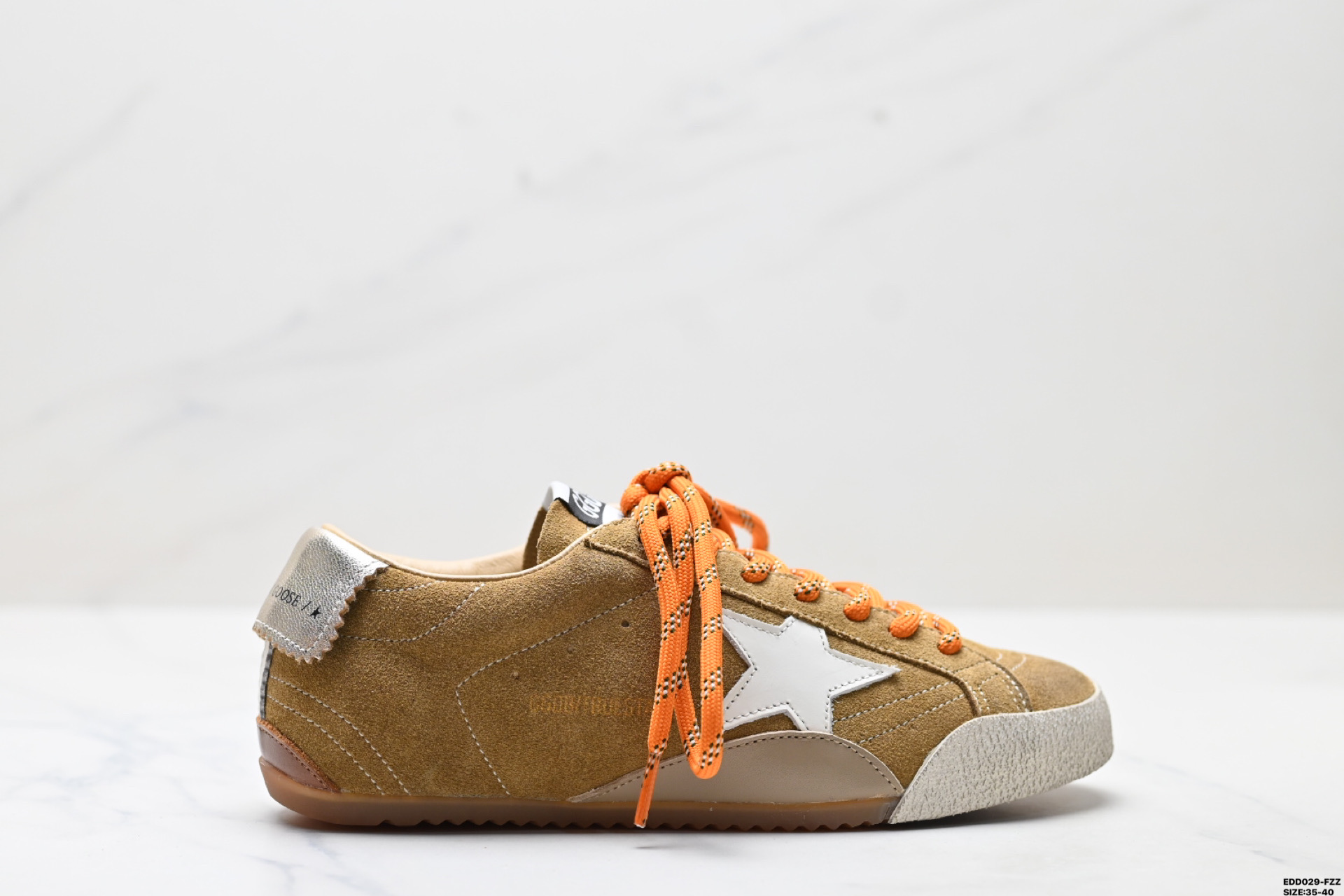 360 纯原Golden Goose True-Star 牛皮革羊皮革 圆头系带 低帮 平底休闲鞋 米色绒面革后跟