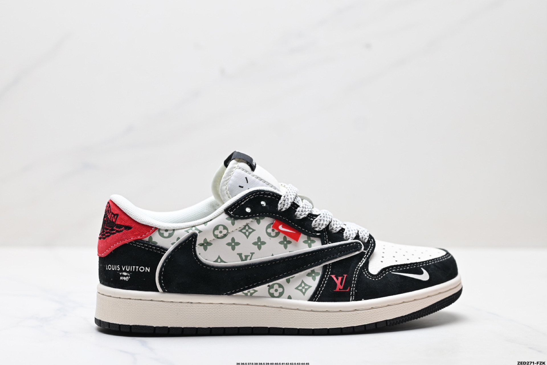 Nike Air Jordan 1 x Travis Scott AJ1倒勾 乔一倒钩 ‘DIY’定制 耐克 低帮文化篮球鞋 YX5066-333