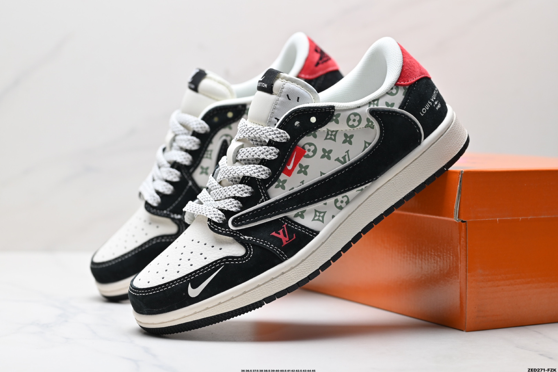 Nike Air Jordan 1 x Travis Scott AJ1倒勾 乔一倒钩 ‘DIY’定制 耐克 低帮文化篮球鞋 YX5066-333