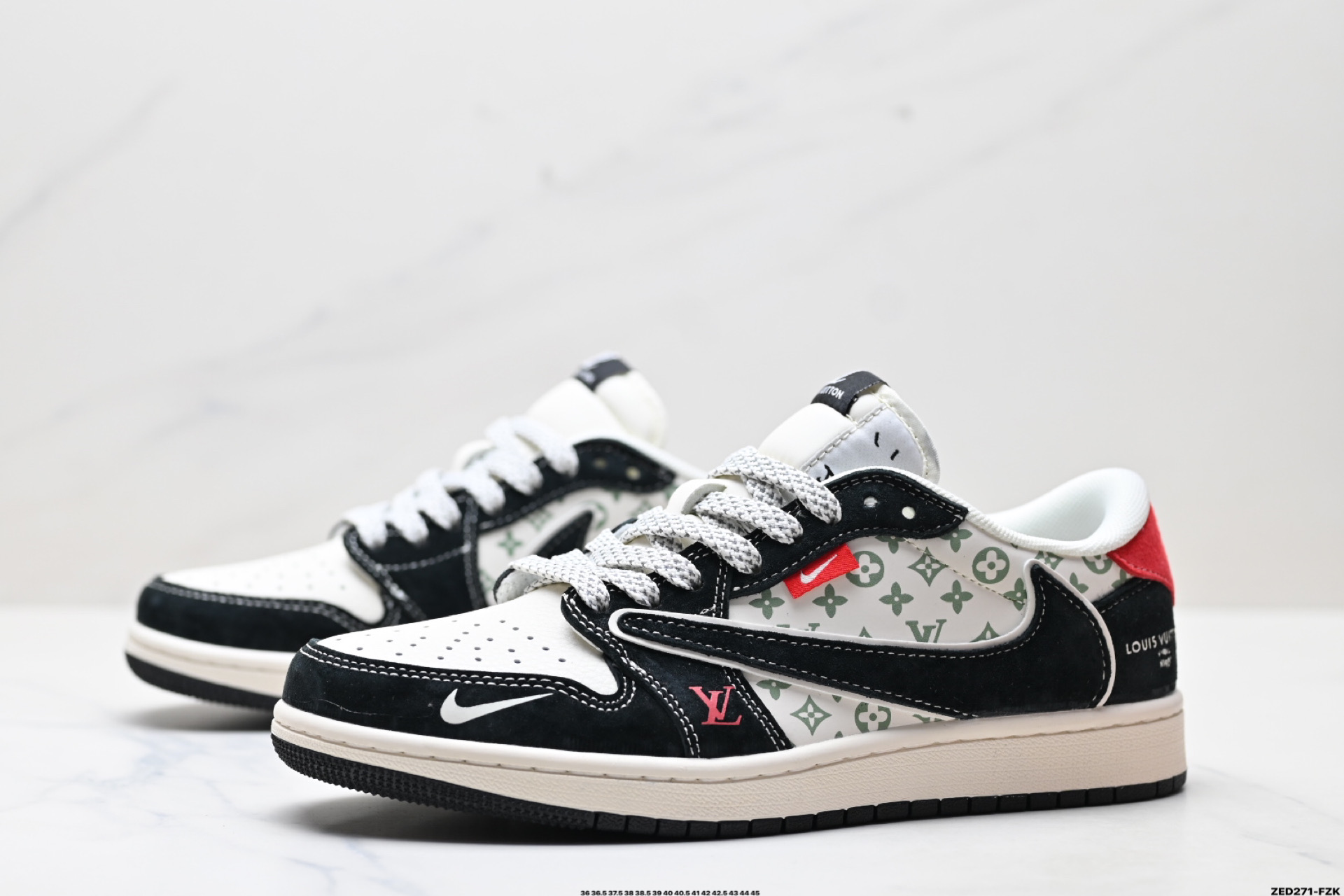 Nike Air Jordan 1 x Travis Scott AJ1倒勾 乔一倒钩 ‘DIY’定制 耐克 低帮文化篮球鞋 YX5066-333