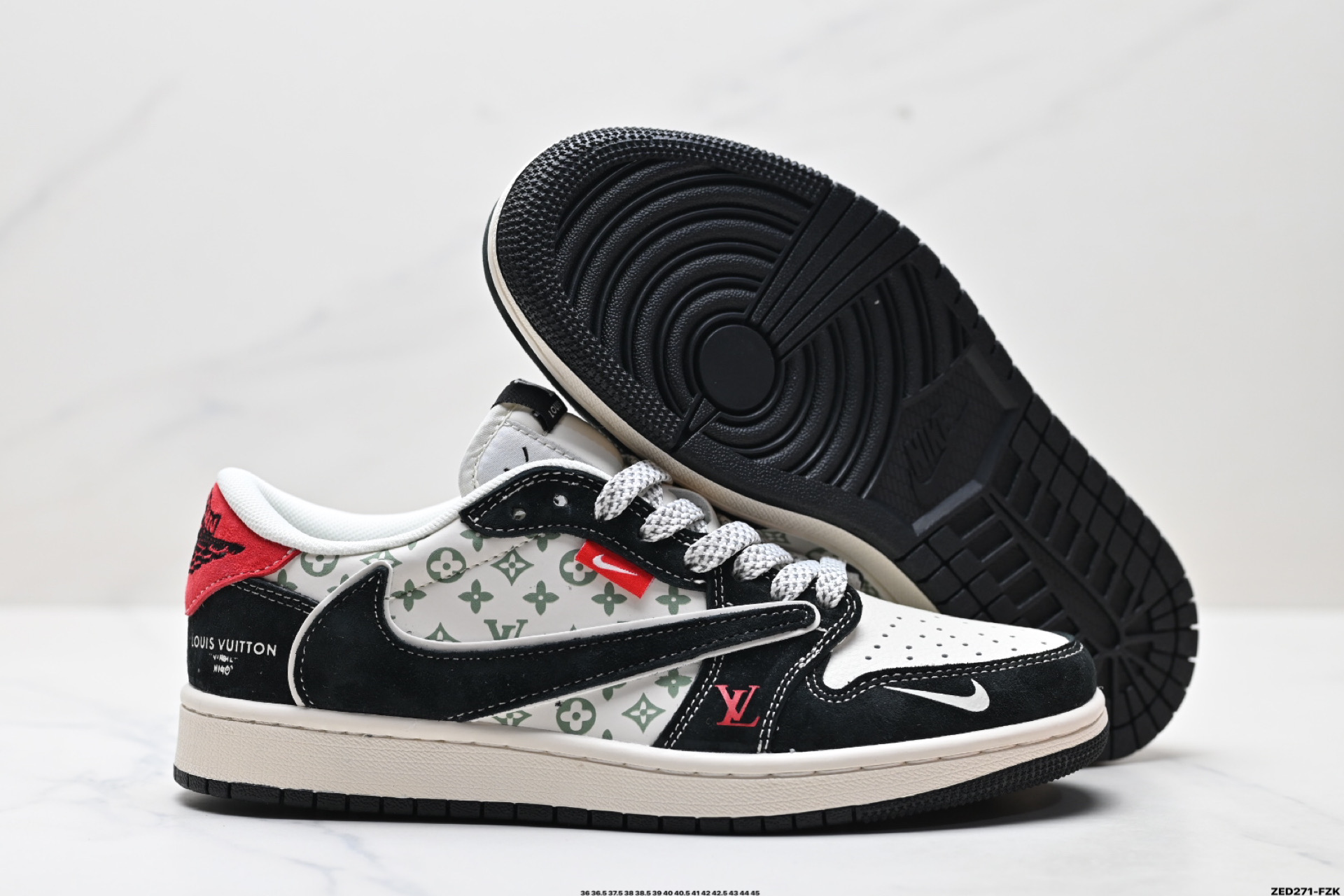 Nike Air Jordan 1 x Travis Scott AJ1倒勾 乔一倒钩 ‘DIY’定制 耐克 低帮文化篮球鞋 YX5066-333