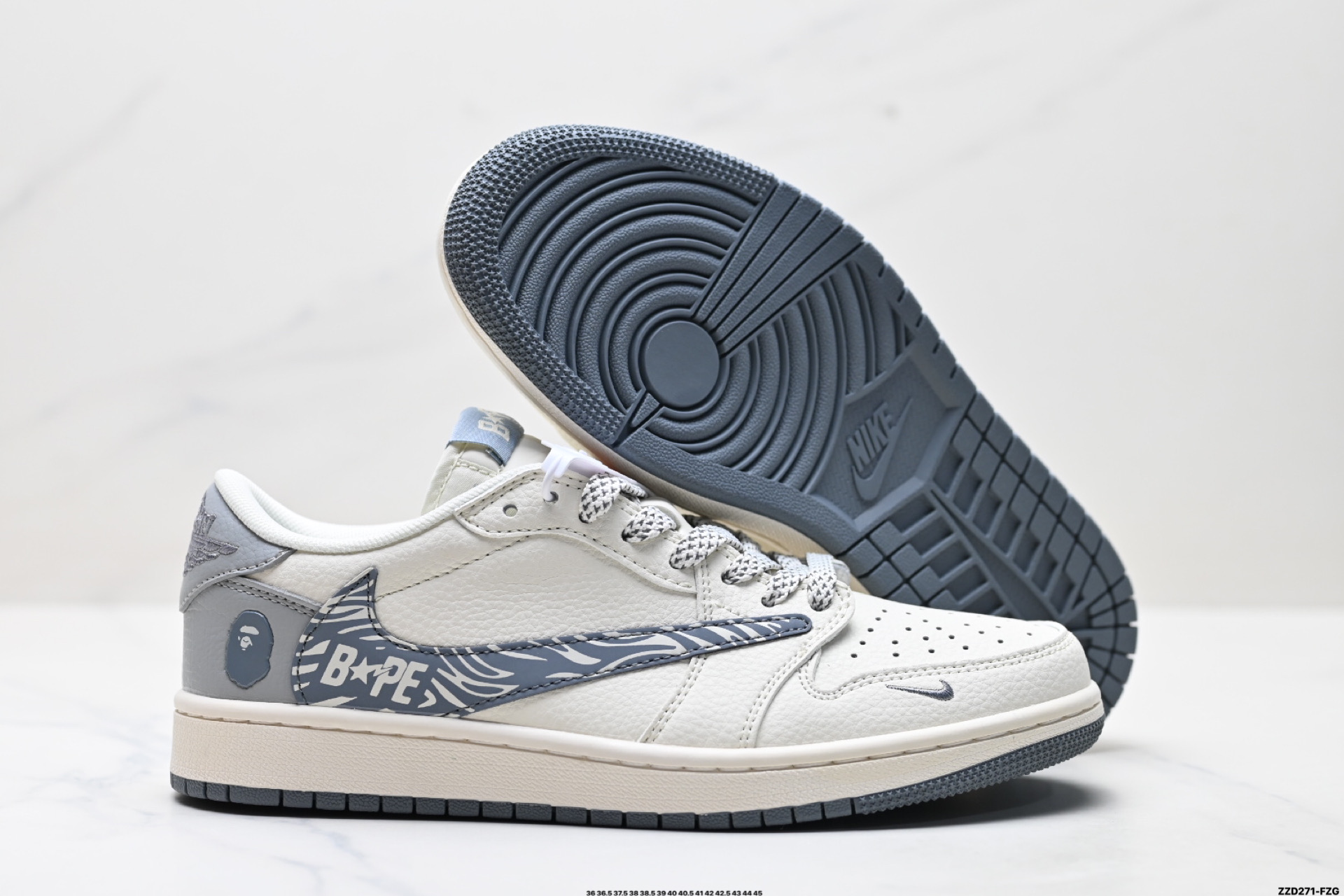 Nike Air Jordan 1 x Travis Scott AJ1倒勾 乔一倒钩 ‘DIY’定制 耐克 低帮文化篮球鞋 HS8068-002