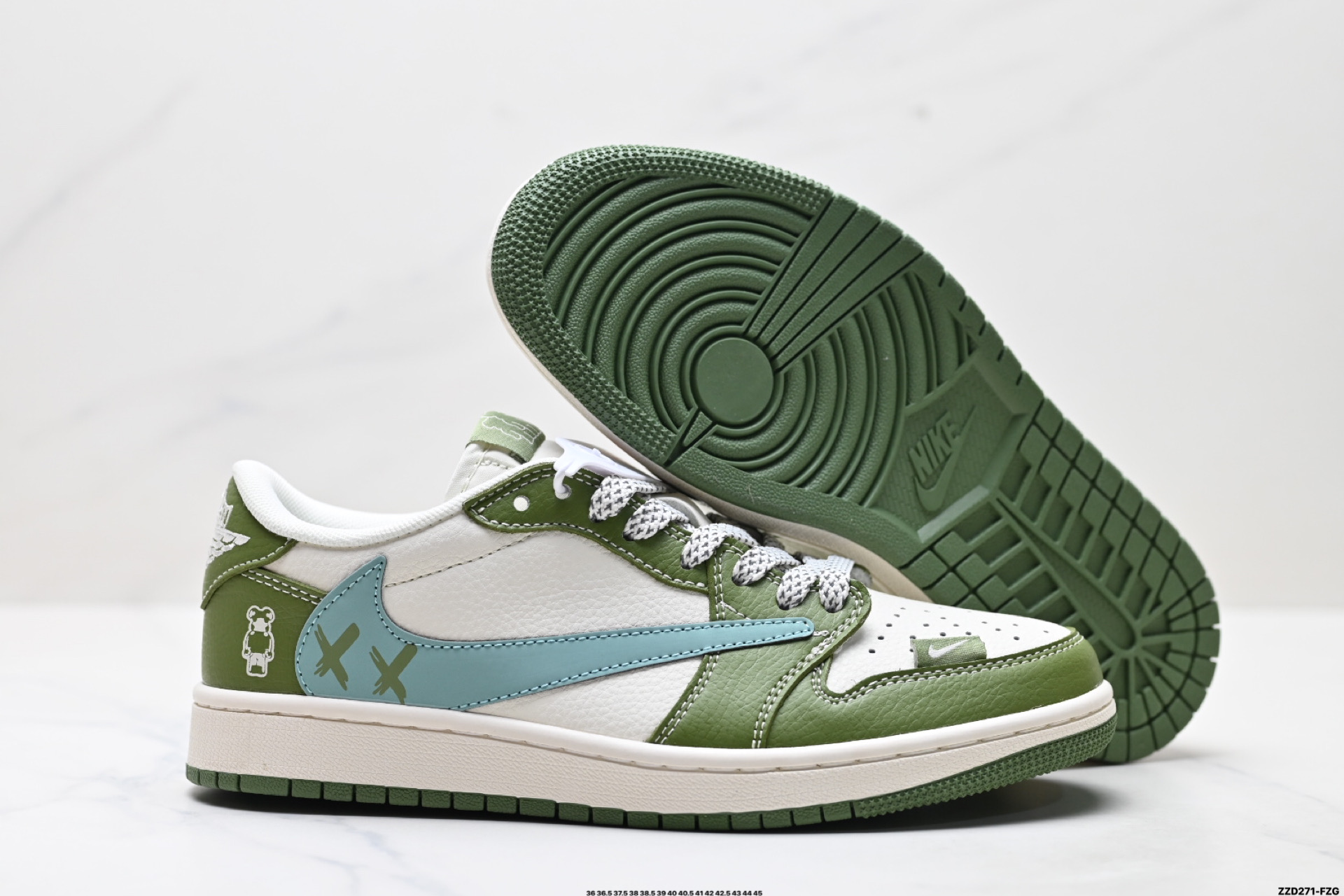 Nike Air Jordan 1 x Travis Scott AJ1倒勾 乔一倒钩 ‘DIY’定制 耐克 低帮文化篮球鞋 HS8068-003
